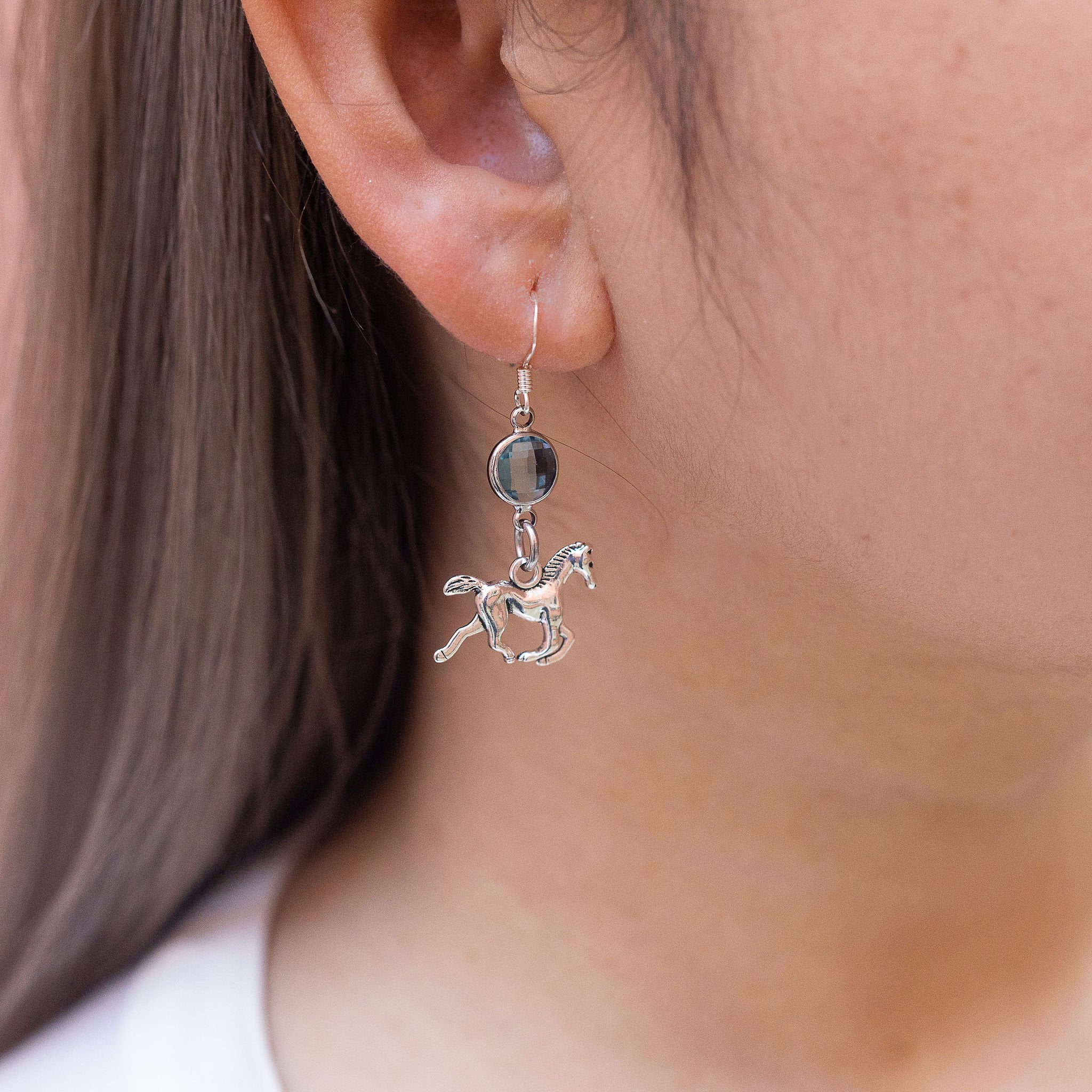 Horse earrings, birthstone jewellery, personalised gifts, horse gifts, equestrian rider gift, new pony owner, pet loss keepsake memorial