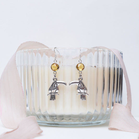 Toucan earrings, birthstone jewellery, personalised gifts, tropical bird gifts, jungle animal accessory, summer holiday jewellery, birthday