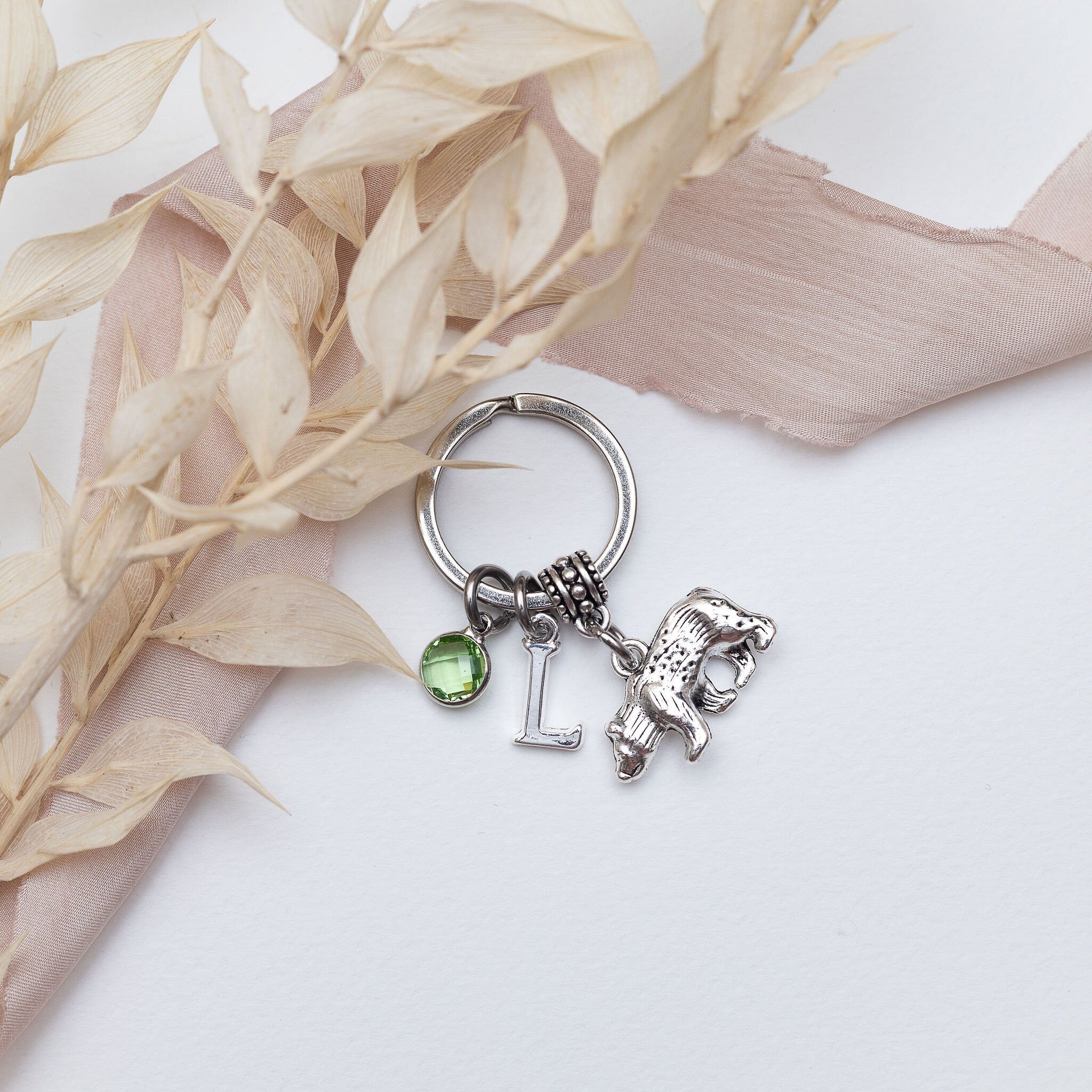 Bear keyring, personalised gifts, birthstone letter, animal cub gift, sending a bear hug