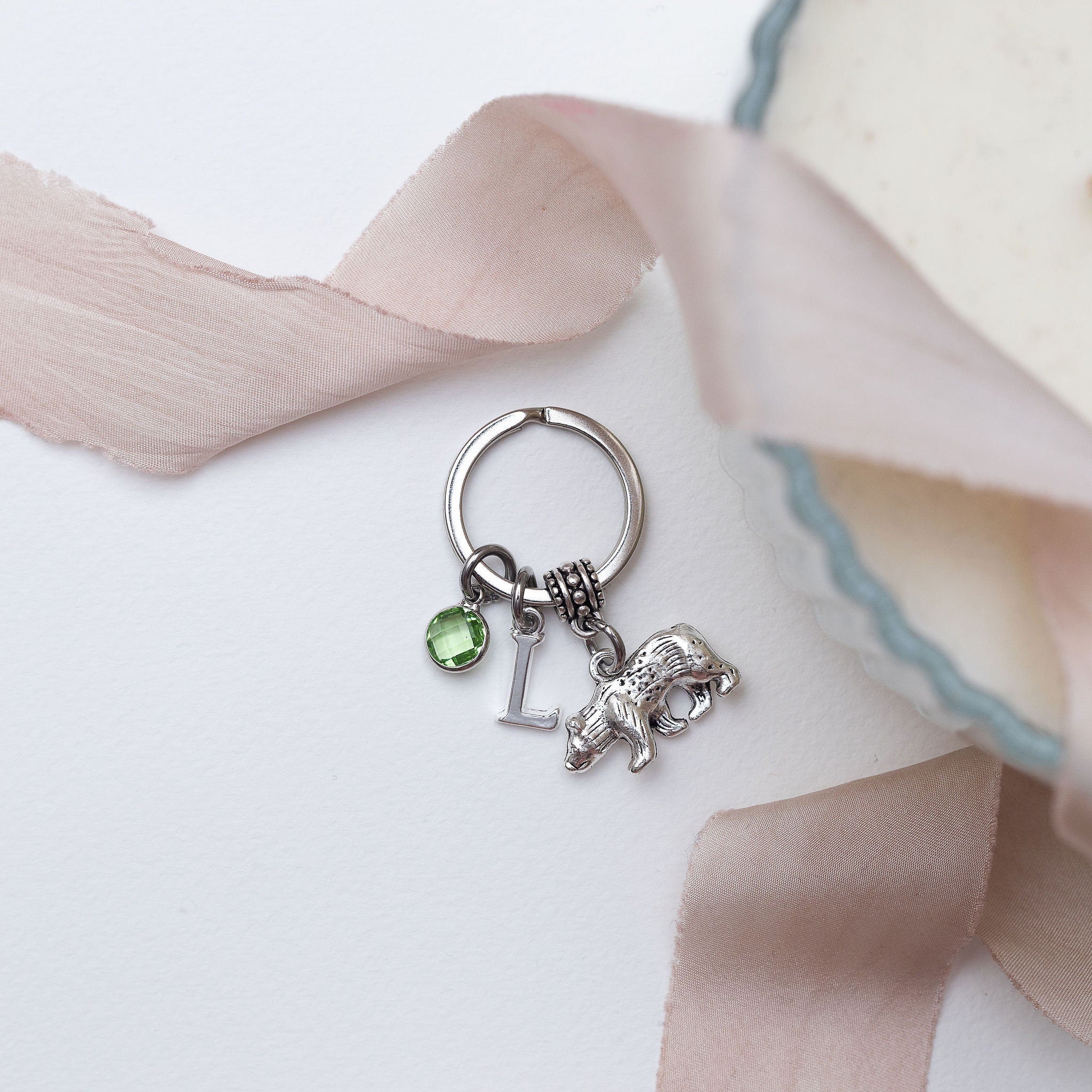Bear keyring, personalised gifts, birthstone letter, animal cub gift, sending a bear hug