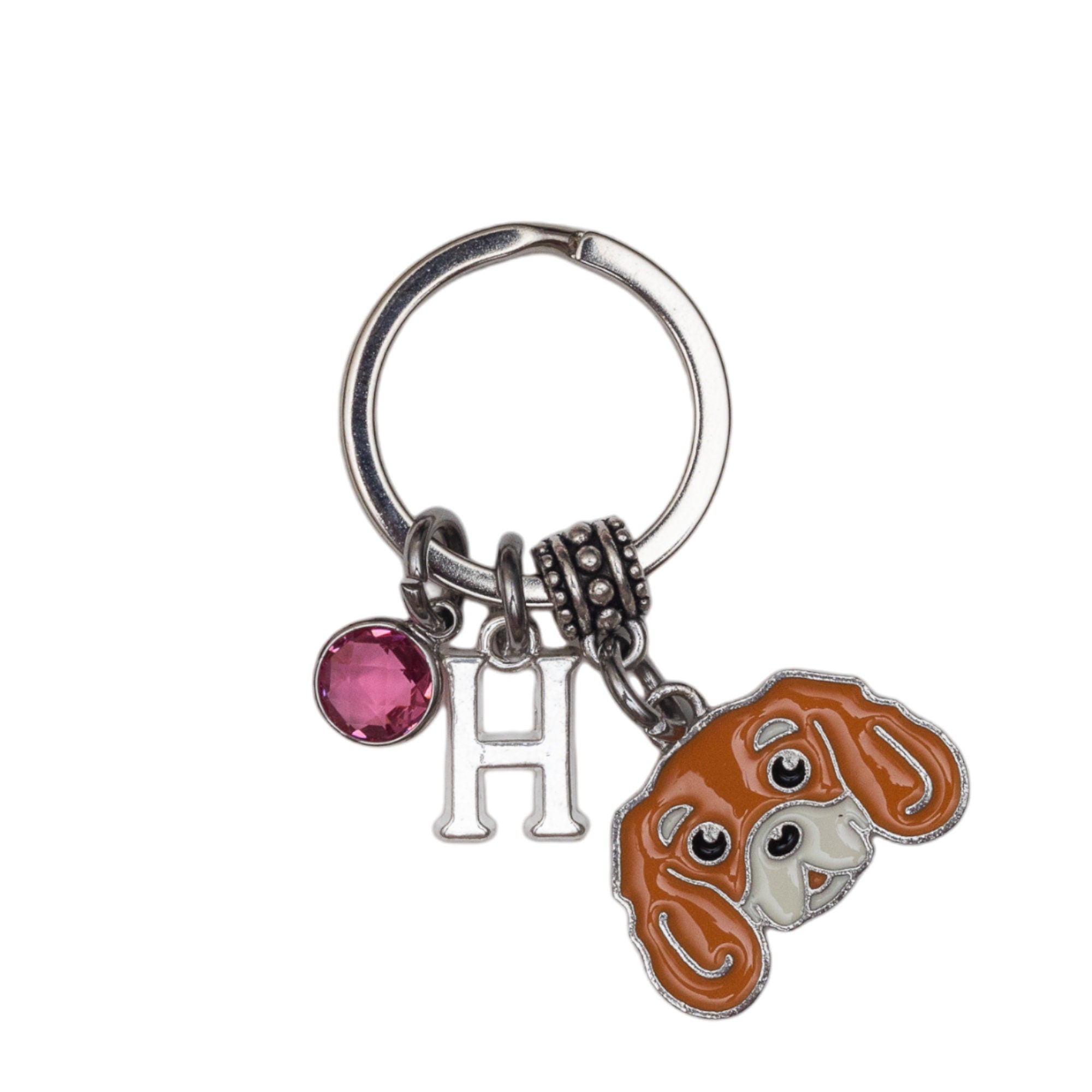 Cavalier King Charles keyring, personalised gifts, birthstone letter, new puppy owner gift, pet loss, dog walker thank you, blenheim spaniel