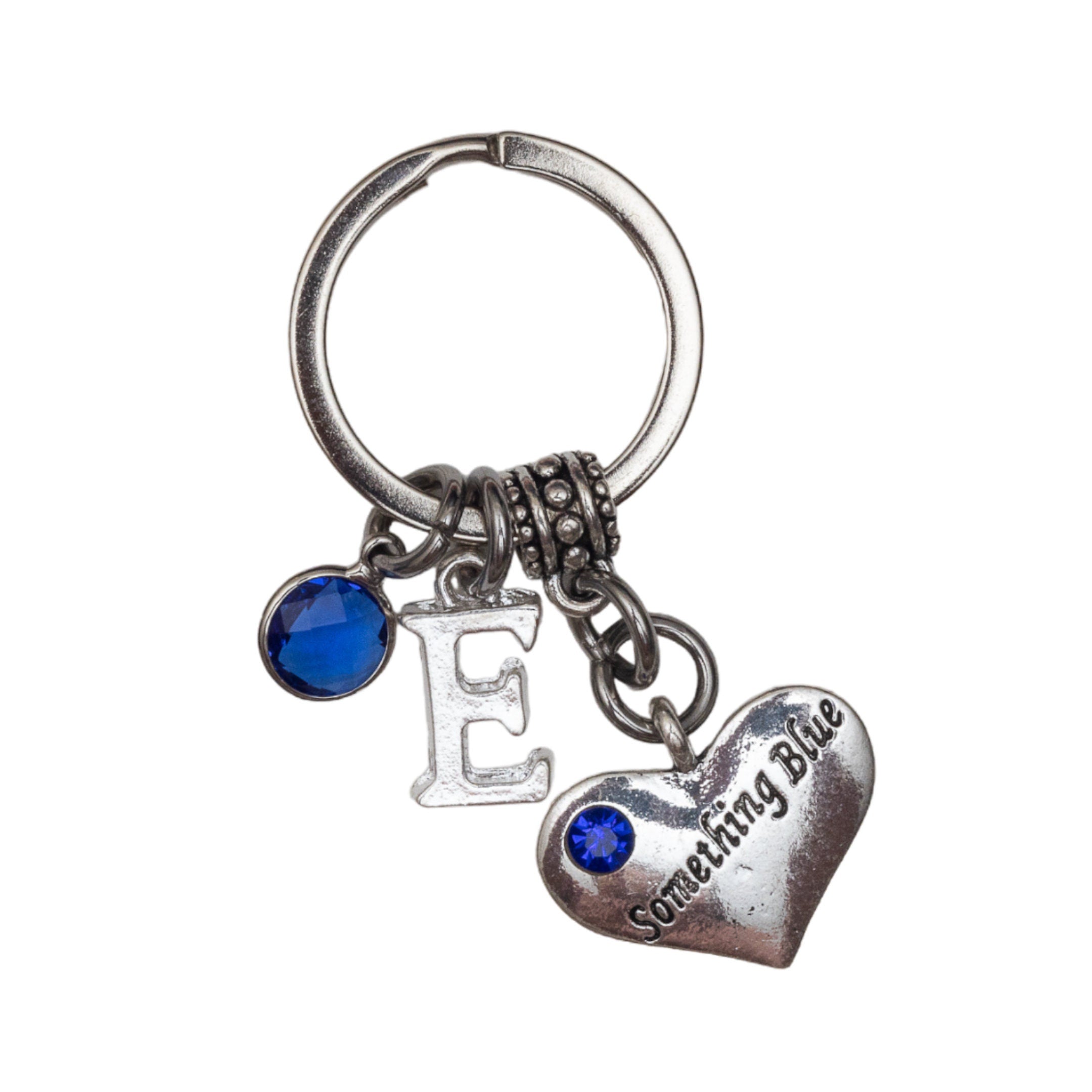 Something Blue Keyring: Personalised Birthstone Letter, Bridal Gift