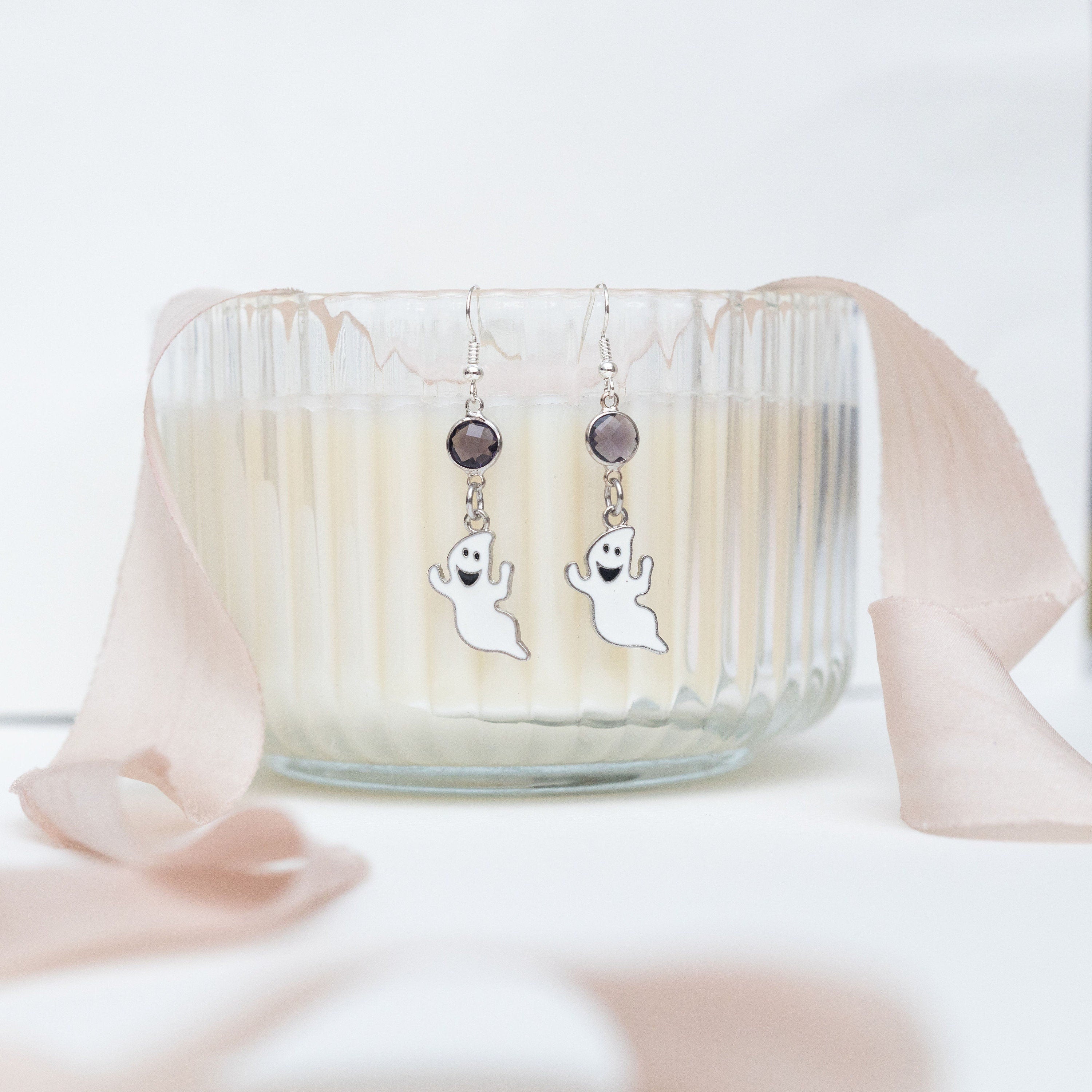 Ghost earrings, birthstone jewellery, personalised gifts, ghost hunter gifts, ghoul accessory, Halloween 2025, ghost gift, October birthday