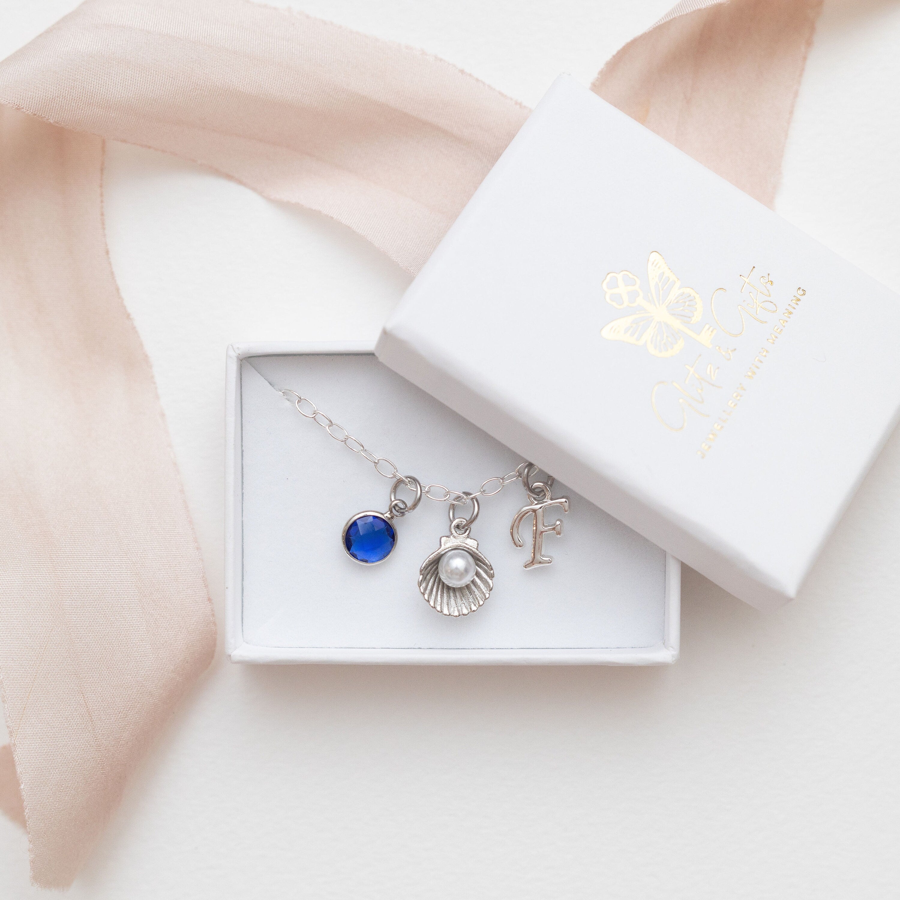 Shell bracelet, personalised gifts, pearl jewellery, birthstone initial charm, beach lover, friendship bracelet, sea ocean gift