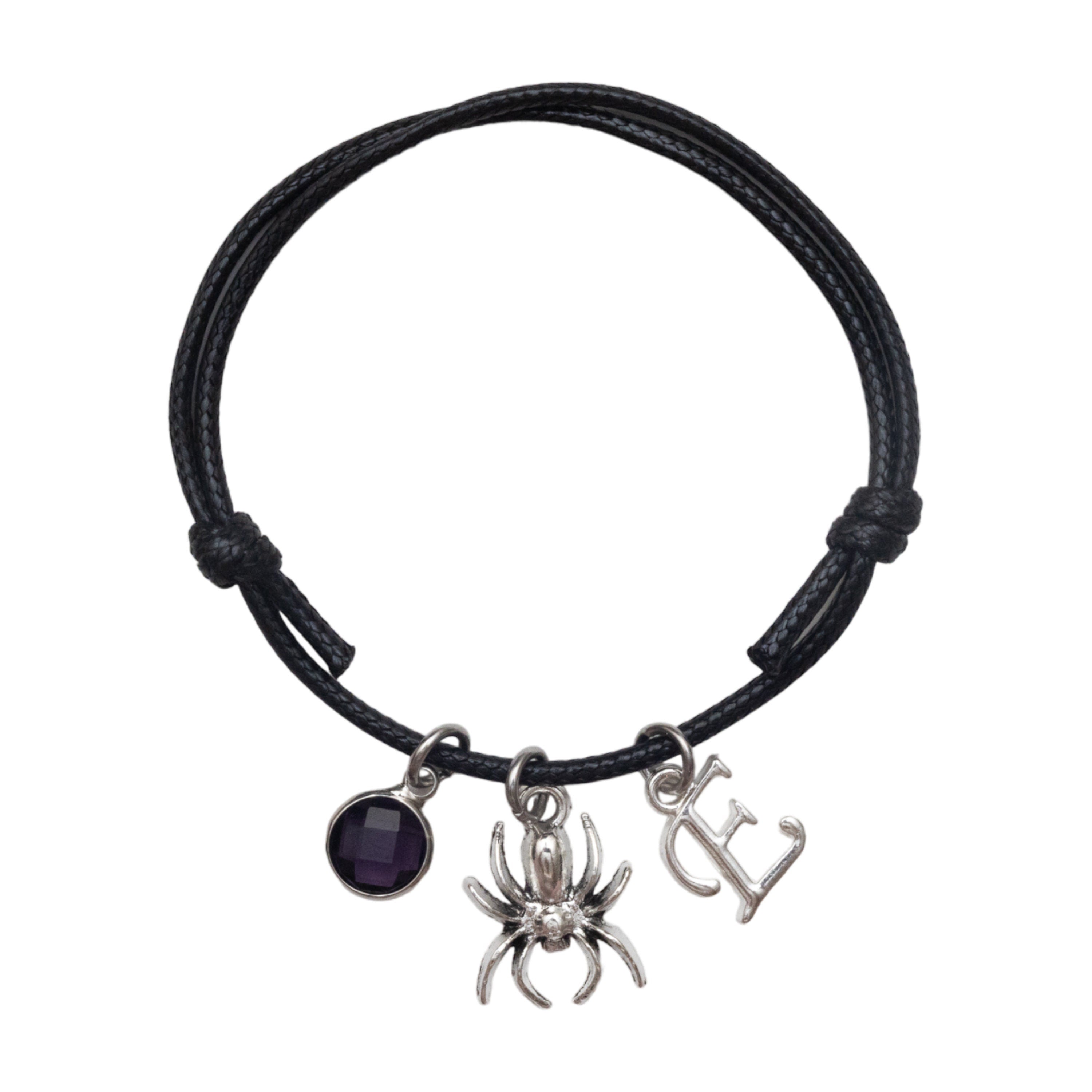 Spider bracelet, waxed cord adjustable, personalised gifts, tarantula gift,  Halloween jewellery, arachnid gift, spooky season, insect gift