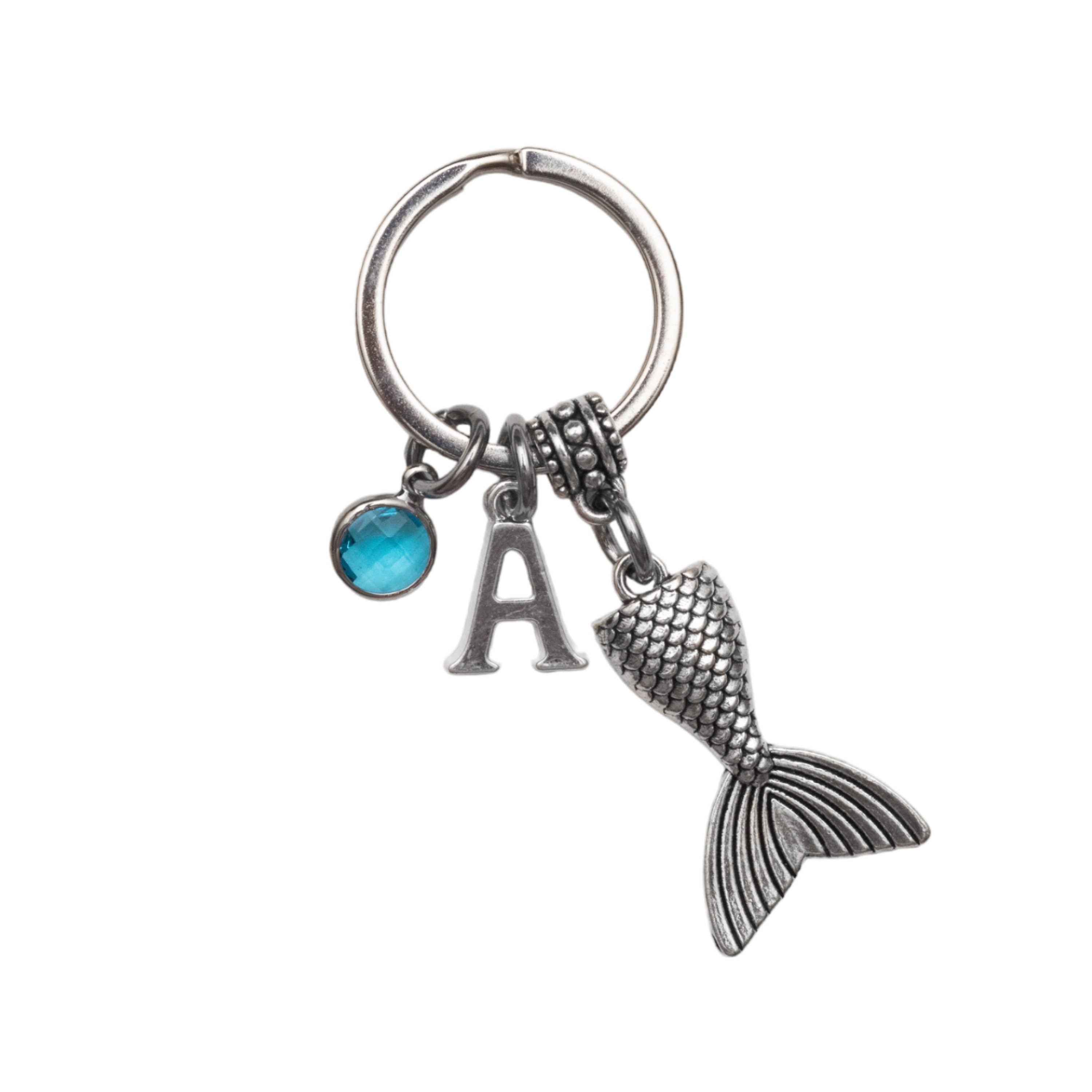 Mermaid keyring, personalised gifts, mermaid tail, mermaid lover gift, swimming teacher, nautical sea creature, beach ocean fans, birthstone