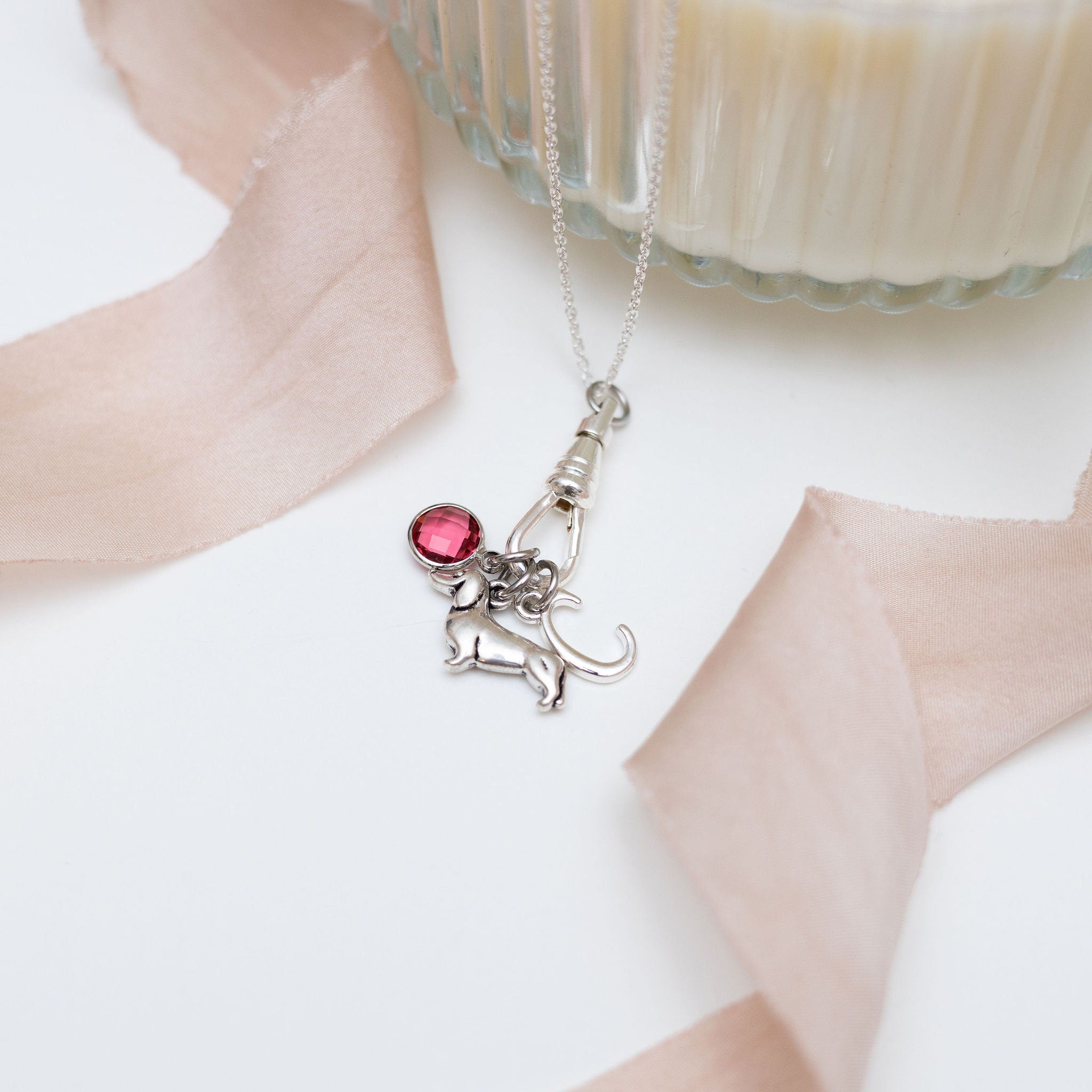Dachshund necklace, albert swivel clasp, wiener dog jewellery, personalised gifts, sausage dog, new puppy, pet loss, dog walker thank you