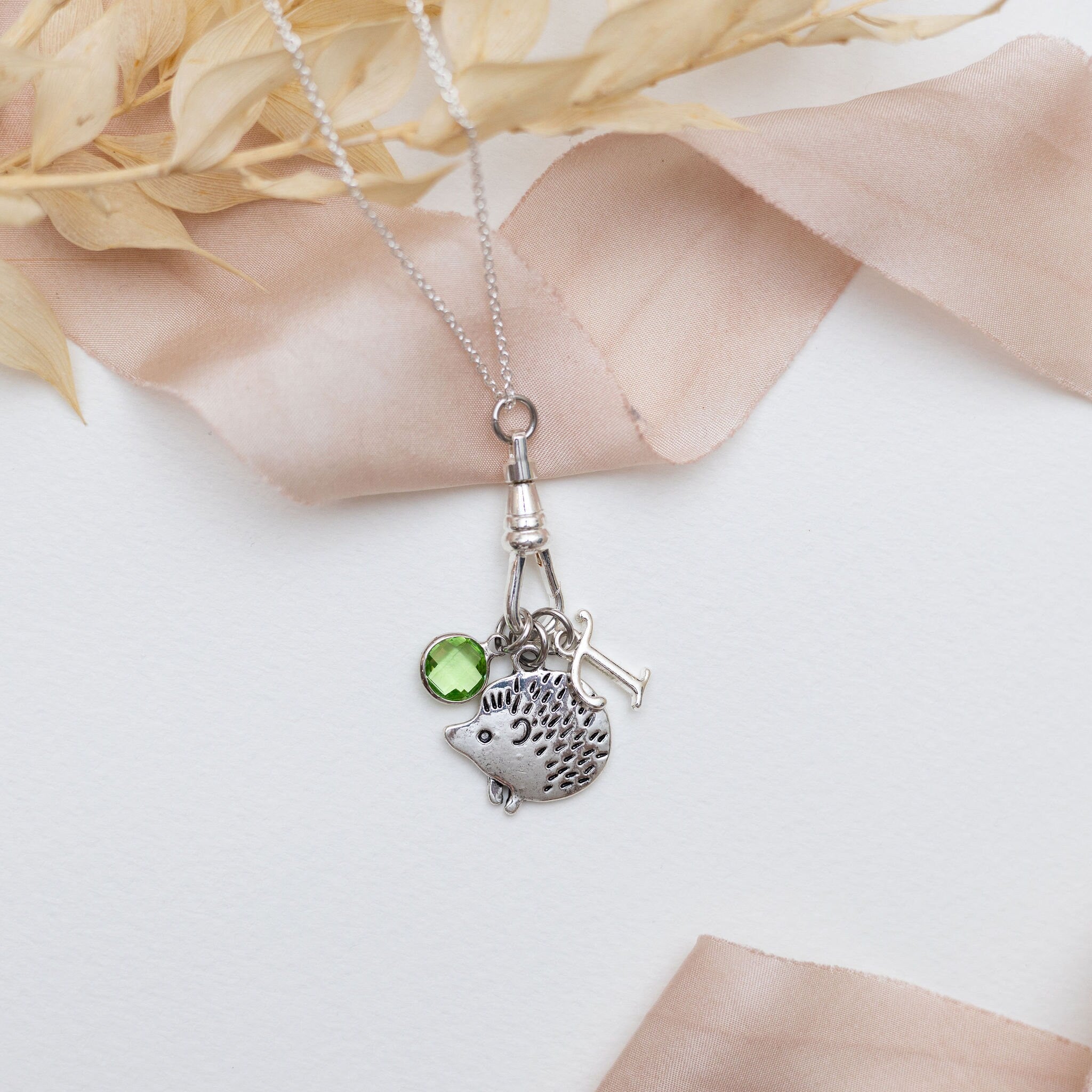 Hedgehog necklace, albert swivel clasp, personalised gifts, Autumn jewellery, hedgehog gifts, cute animal theme accessory, charm necklace