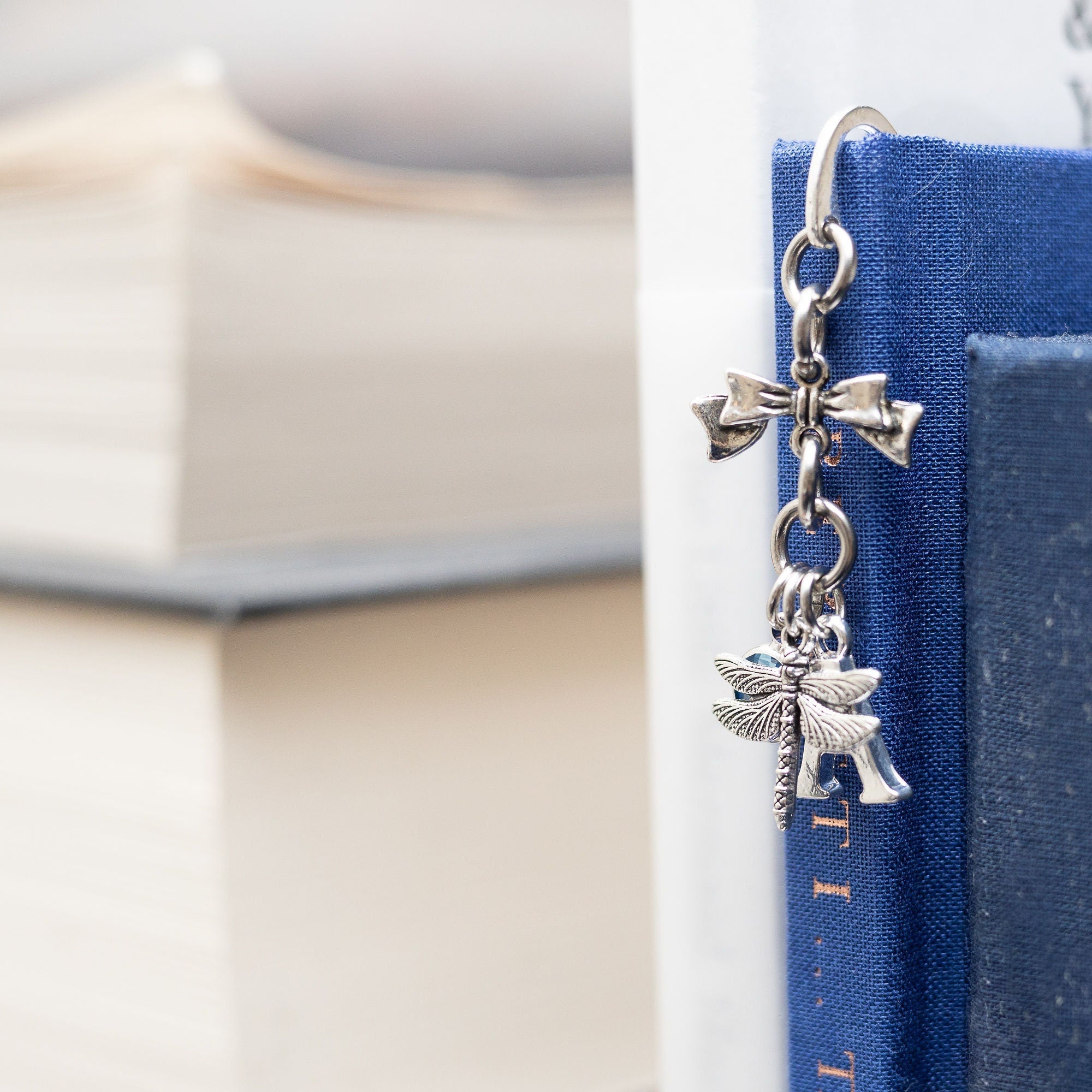 Dragonfly bookmark, personalised gifts, birthstone initial, metal charm page marker, insect wing charm, dragonfly gifts