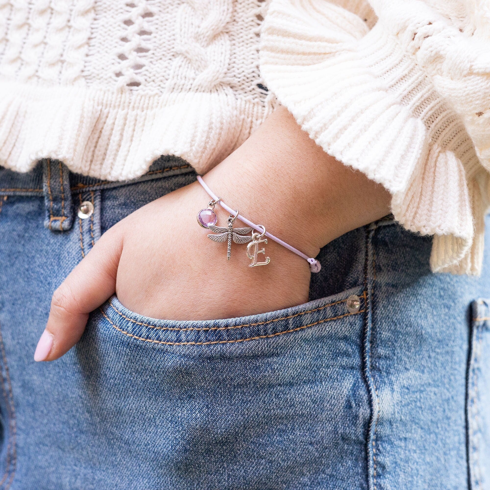 Dragonfly bracelet, waxed cord adjustable, personalised gifts, insect jewellery, gardener garden gift, friendship friend birthday