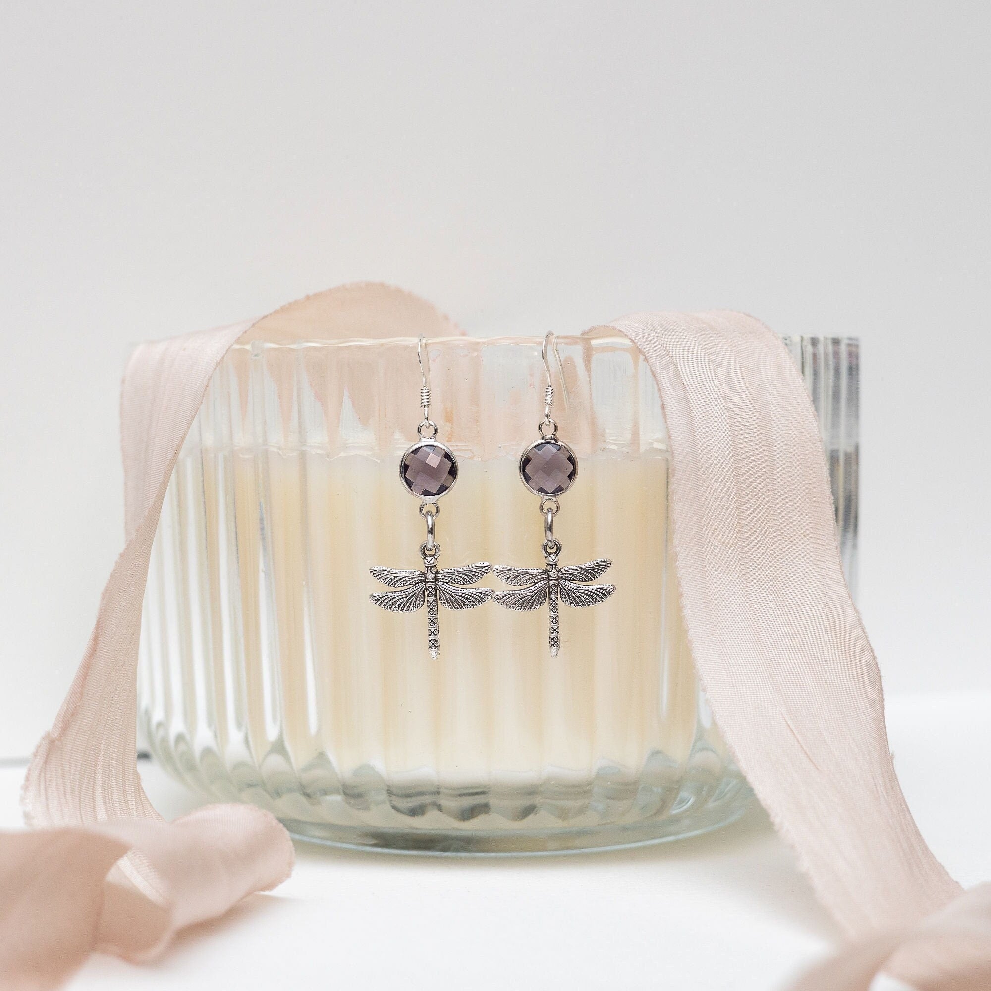 Dragonfly earrings, birthstone jewellery, personalised gifts, dragonfly gifts, birthstone earrings, friendship gift, insect jewellery