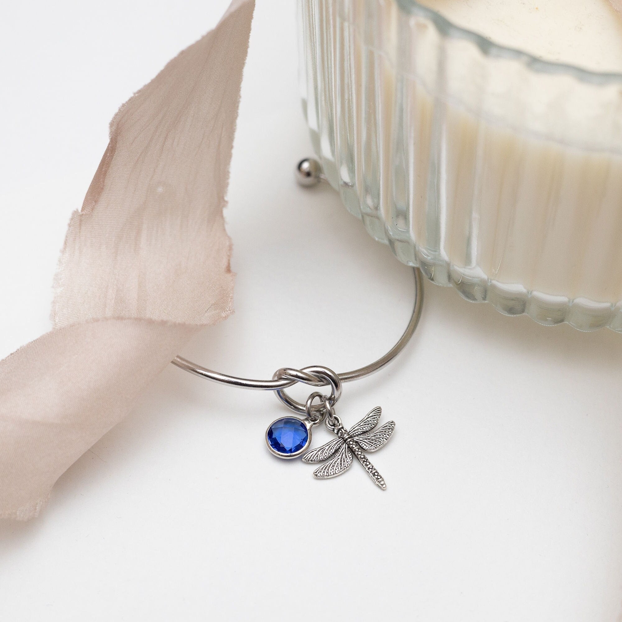 Dragonfly bangle, insect bracelet, personalised gifts, knot twist bangle, love jewellery, friendship gift, bug accessory, custom wing gift