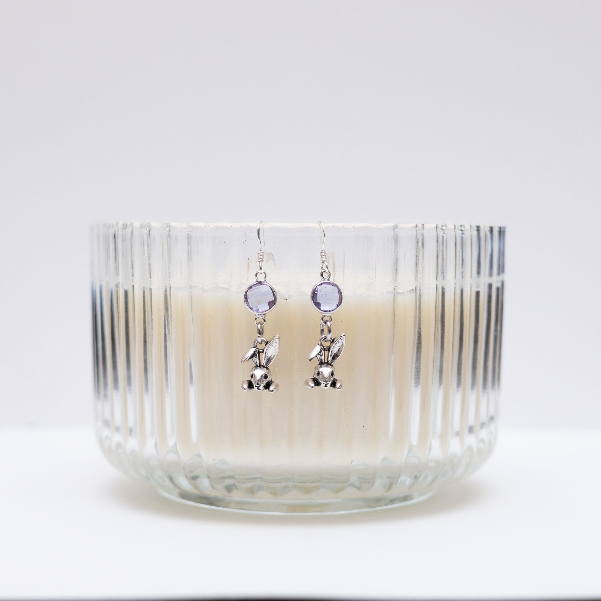 Bunny rabbit earrings, birthstone jewellery, personalised gifts, Easter gift, birthstone charm, friendship gift, pet loss memorial