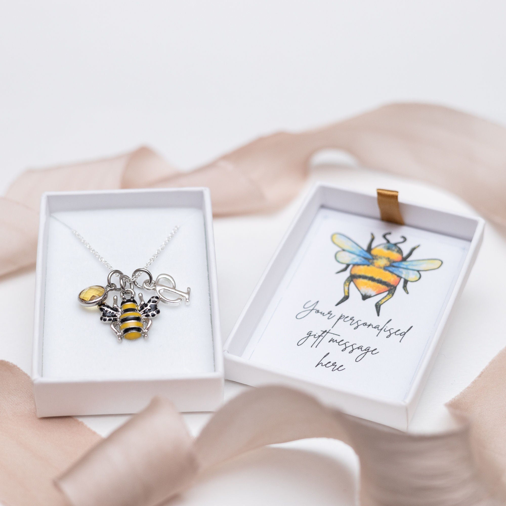 Bumble bee necklace, bee jewellery, insect gift, personalised gifts, birthstone necklaces, queen bee gift, friendship gift, bee lover gift