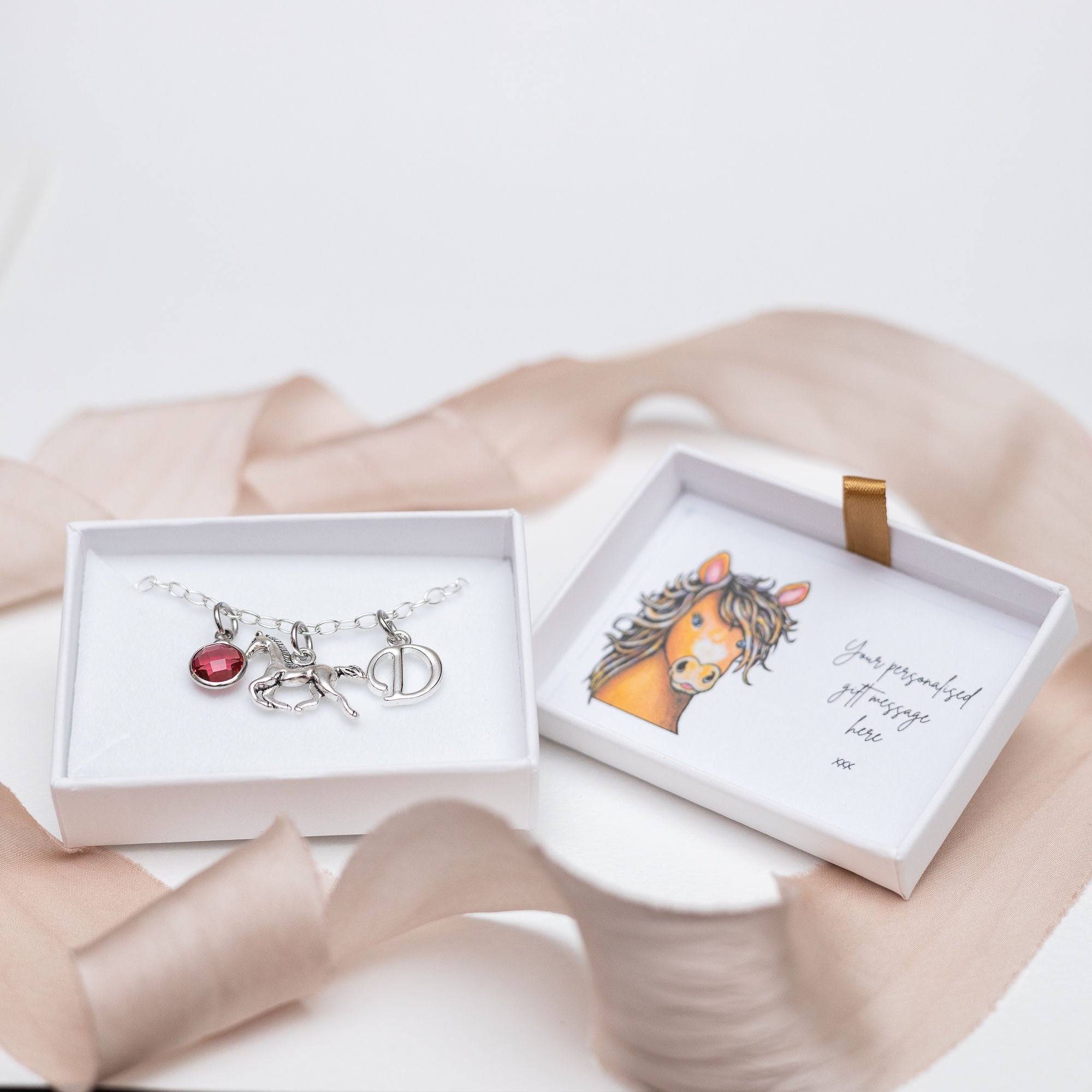 Horse bracelet, personalised gifts, animal jewellery, birthstone initial charm new pony gift, equestrian rider, trainer thank you