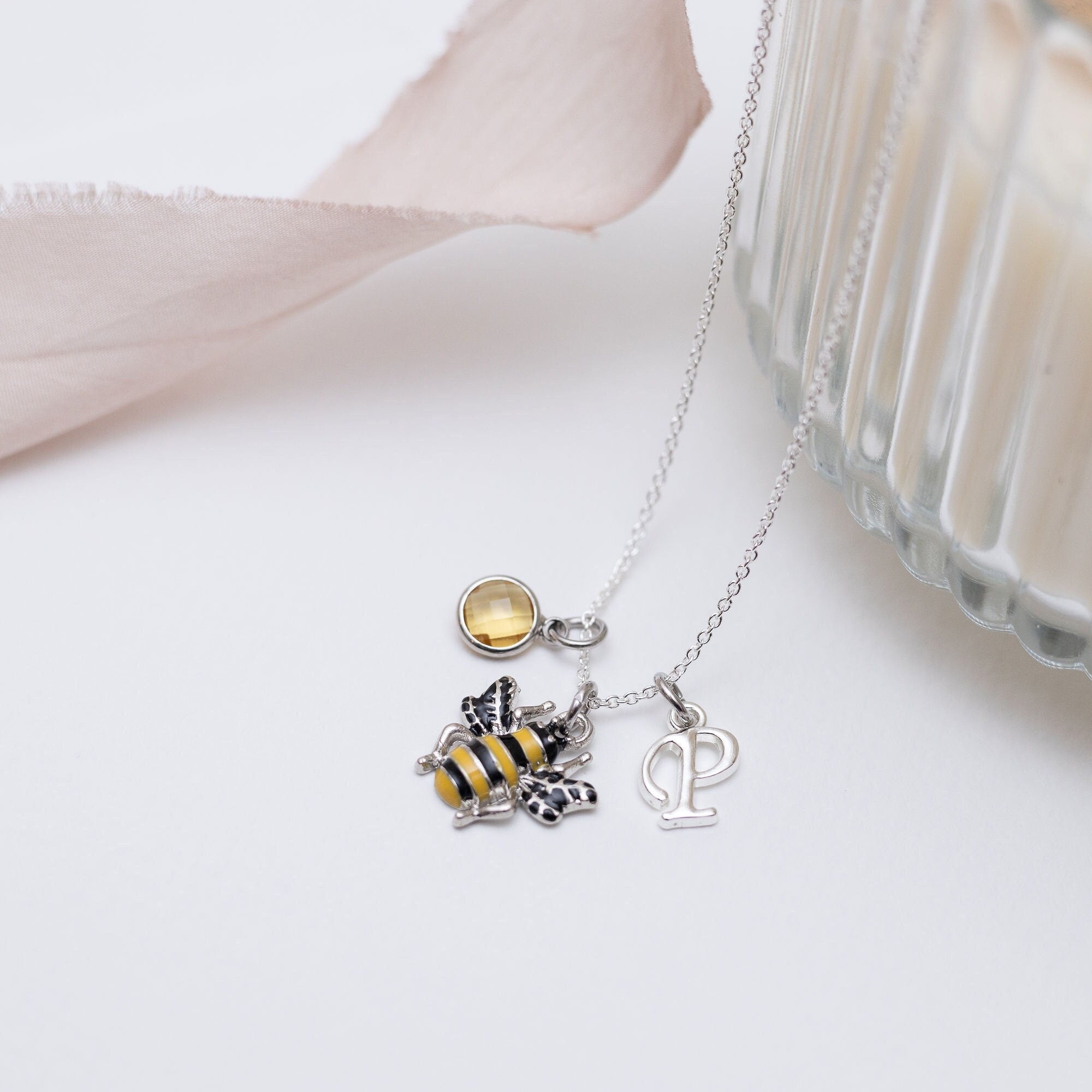 Bumble bee necklace, bee jewellery, insect gift, personalised gifts, birthstone necklaces, queen bee gift, friendship gift, bee lover gift