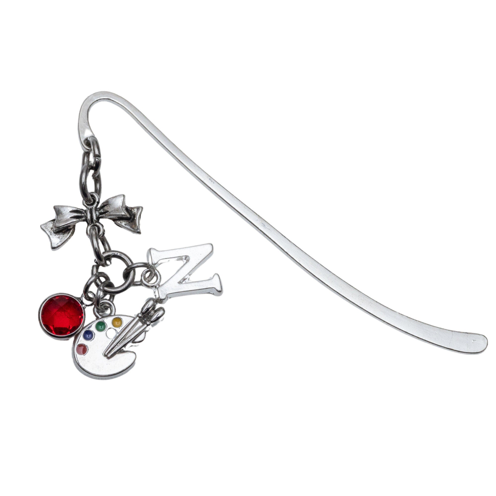 Paint palette bookmark, gift for Artist, personalised gifts, birthstone initial, metal page marker, painter gift, for reader, art gift