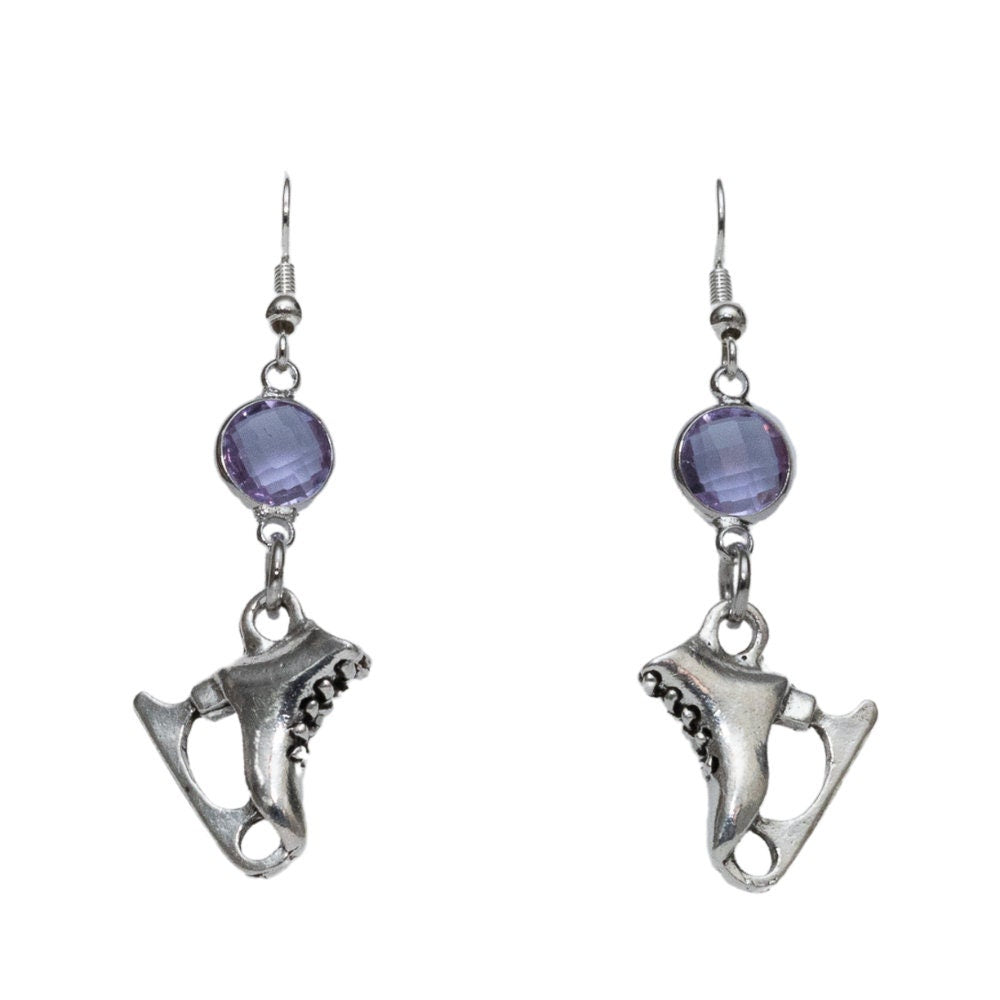 Ice skate earrings, birthstone jewellery, personalised gifts, figure skating gifts, ice skater gift, winter sports competitor