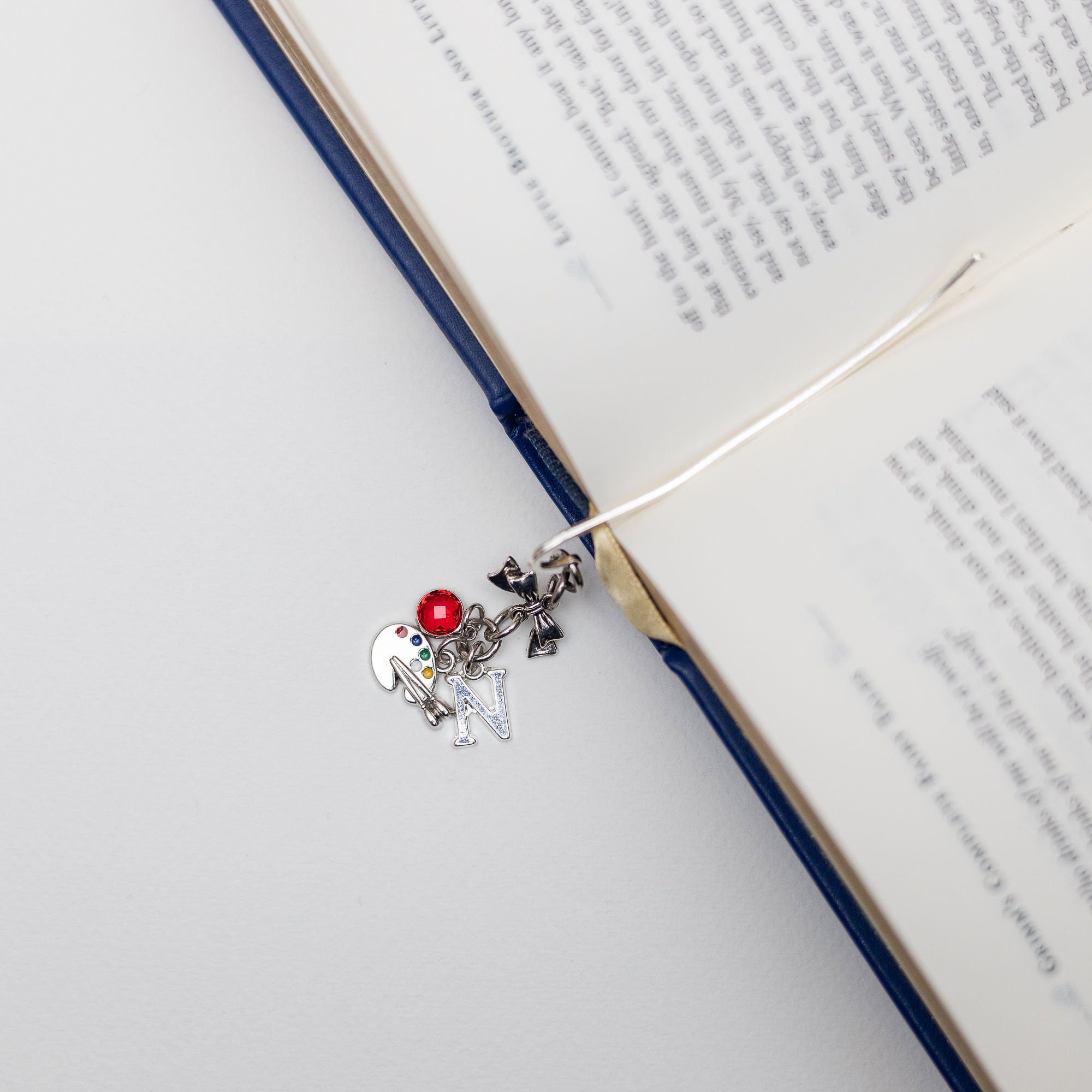 Paint palette bookmark, gift for Artist, personalised gifts, birthstone initial, metal page marker, painter gift, for reader, art gift