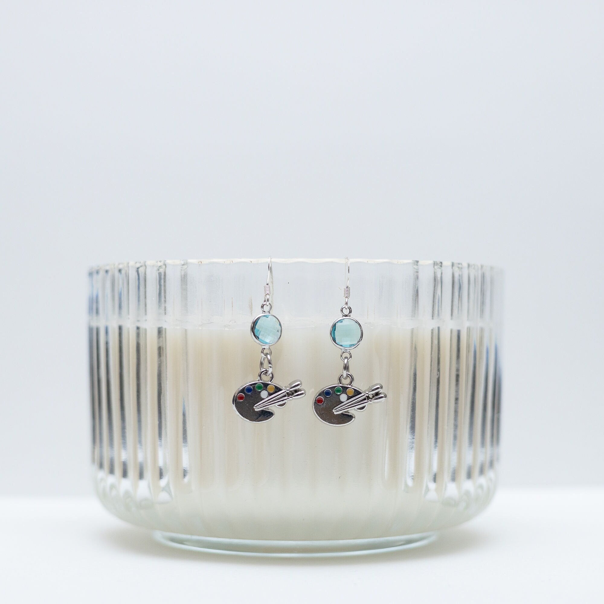 Paint palette earrings, birthstone jewellery, personalised gifts, art painter gifts, gift for artist, art teacher thank you gift