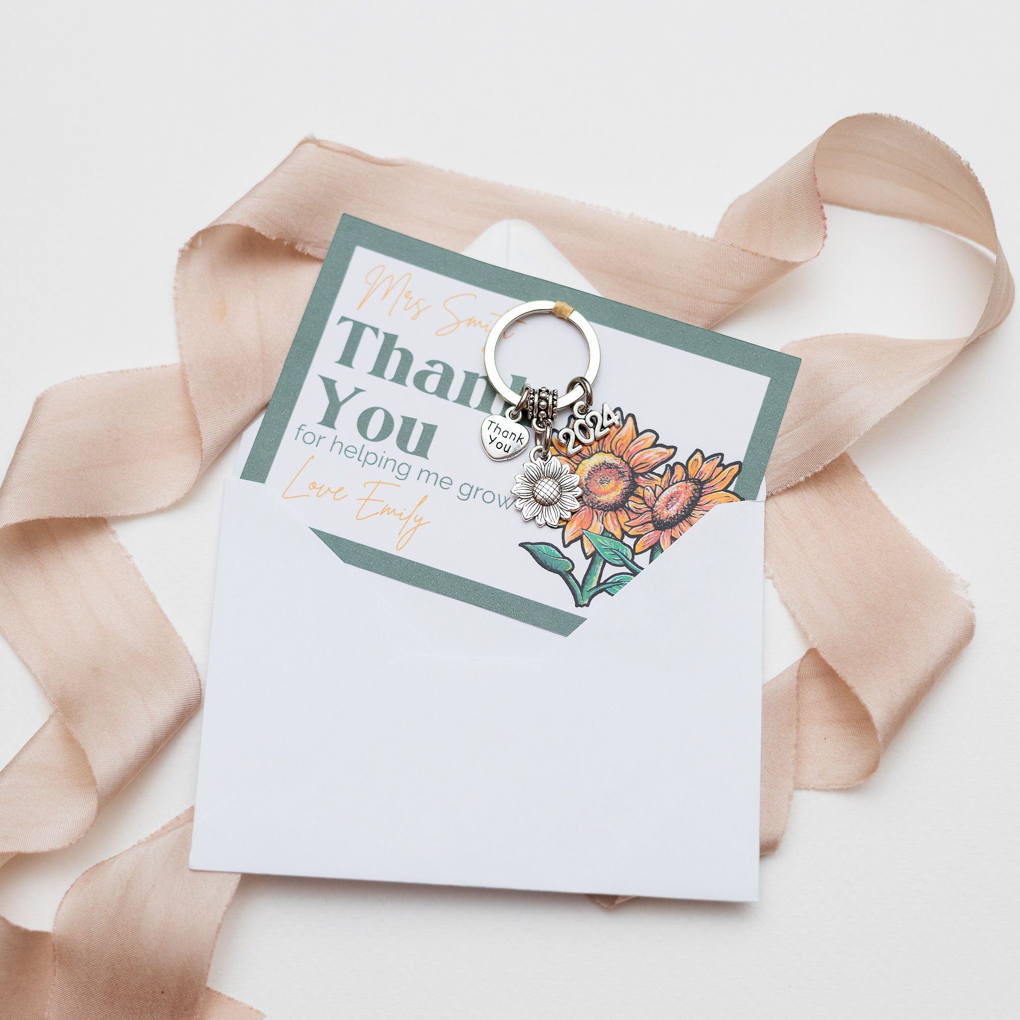 Personalised Sunflower Teacher Keyring: End of Year Thank You Gift