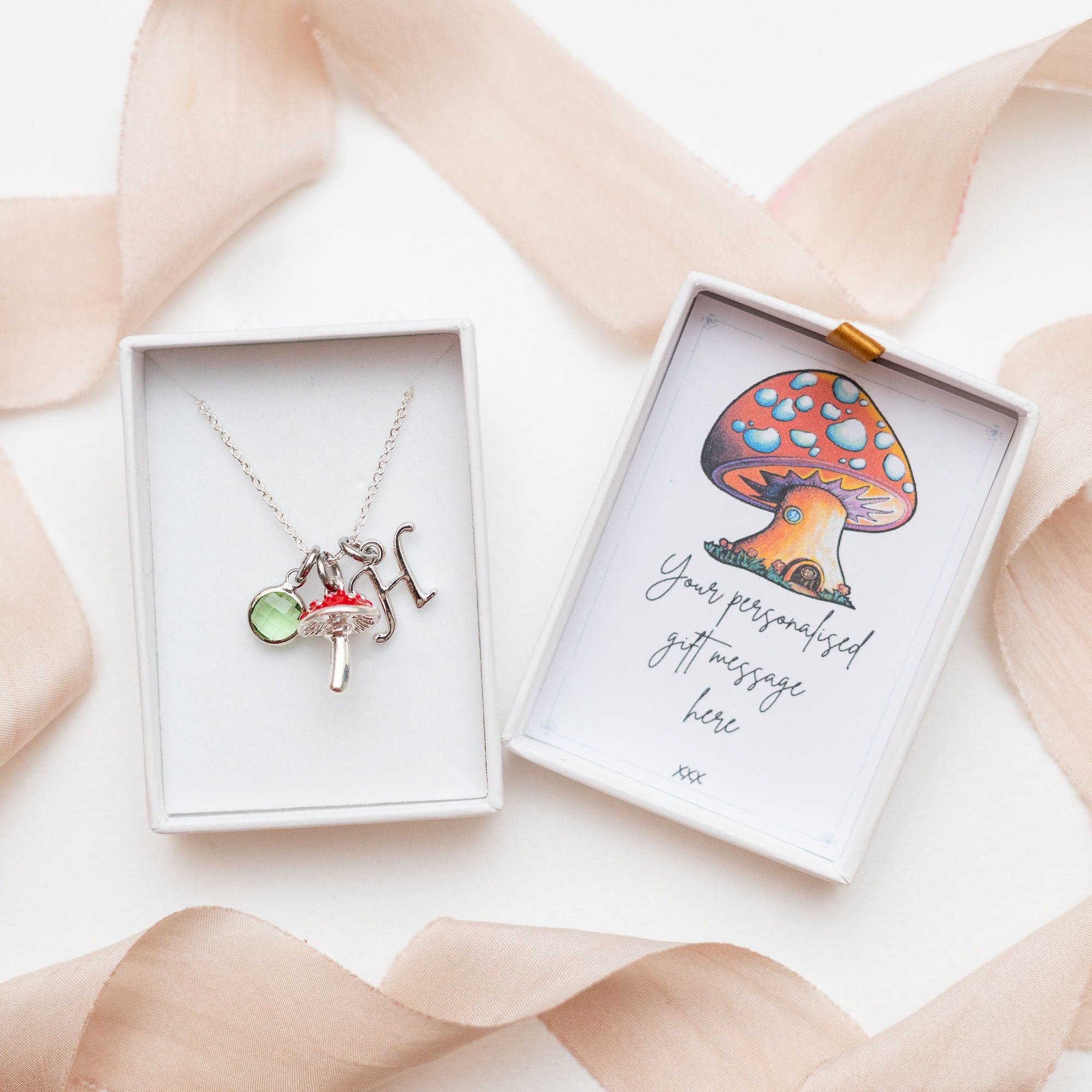 Red toadstool necklace, enamel mushroom charm, personalised gifts, whimsical accessory, fairy-tale woodland gift, English cottage style
