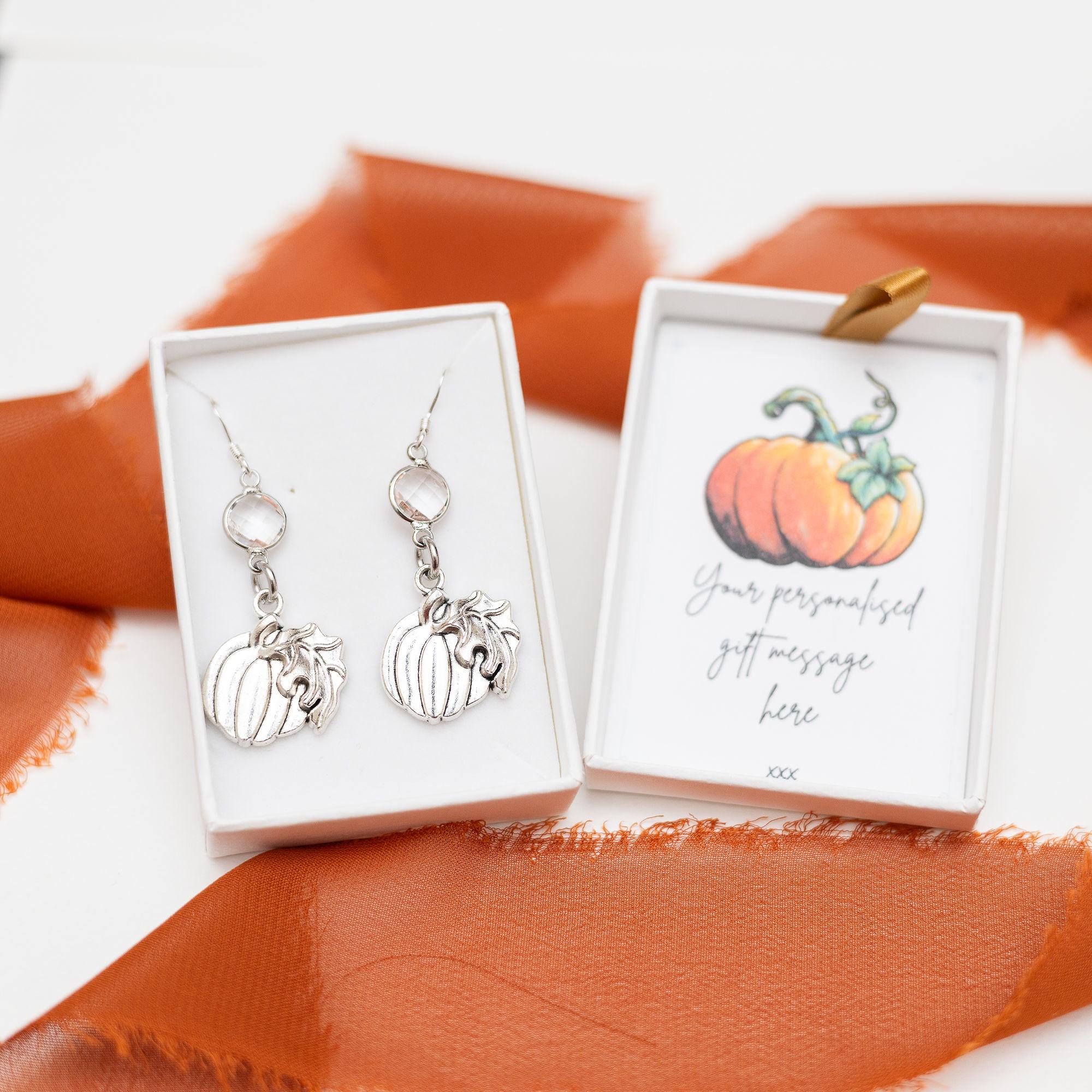 Pumpkin earrings, birthstone jewellery, personalised gifts, Autumn fall accessory, pumpkin jewellery, pumpkin patch style, October birthday