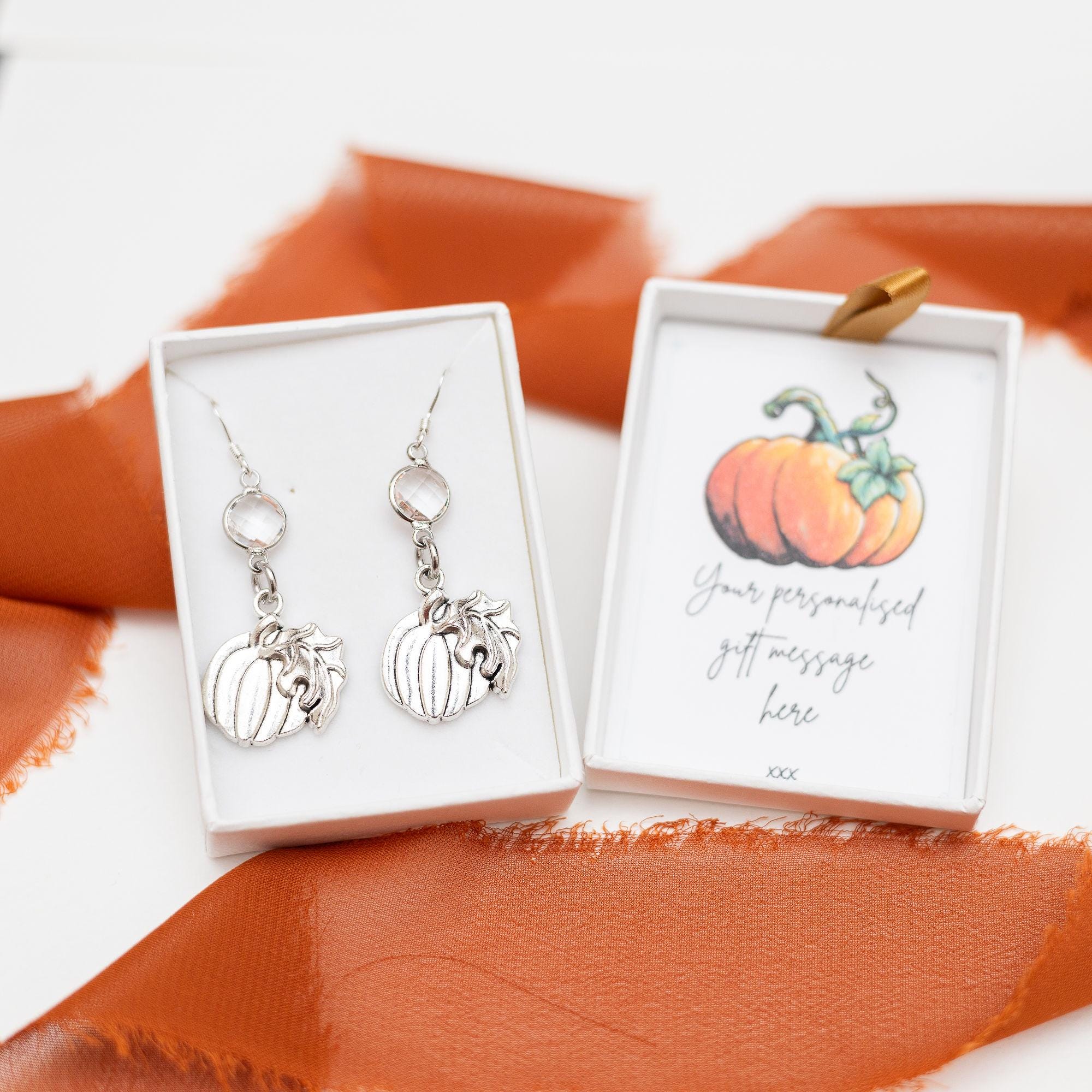 Pumpkin Earrings: Birthstone Charm, Autumn Jewellery