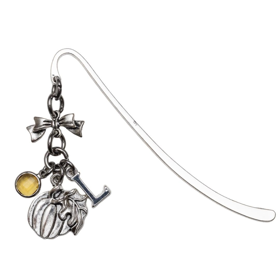 Pumpkin bookmark, personalised gifts, birthstone initial, metal page marker, October birthday, book lover, pumpkin picking, Autumn decor