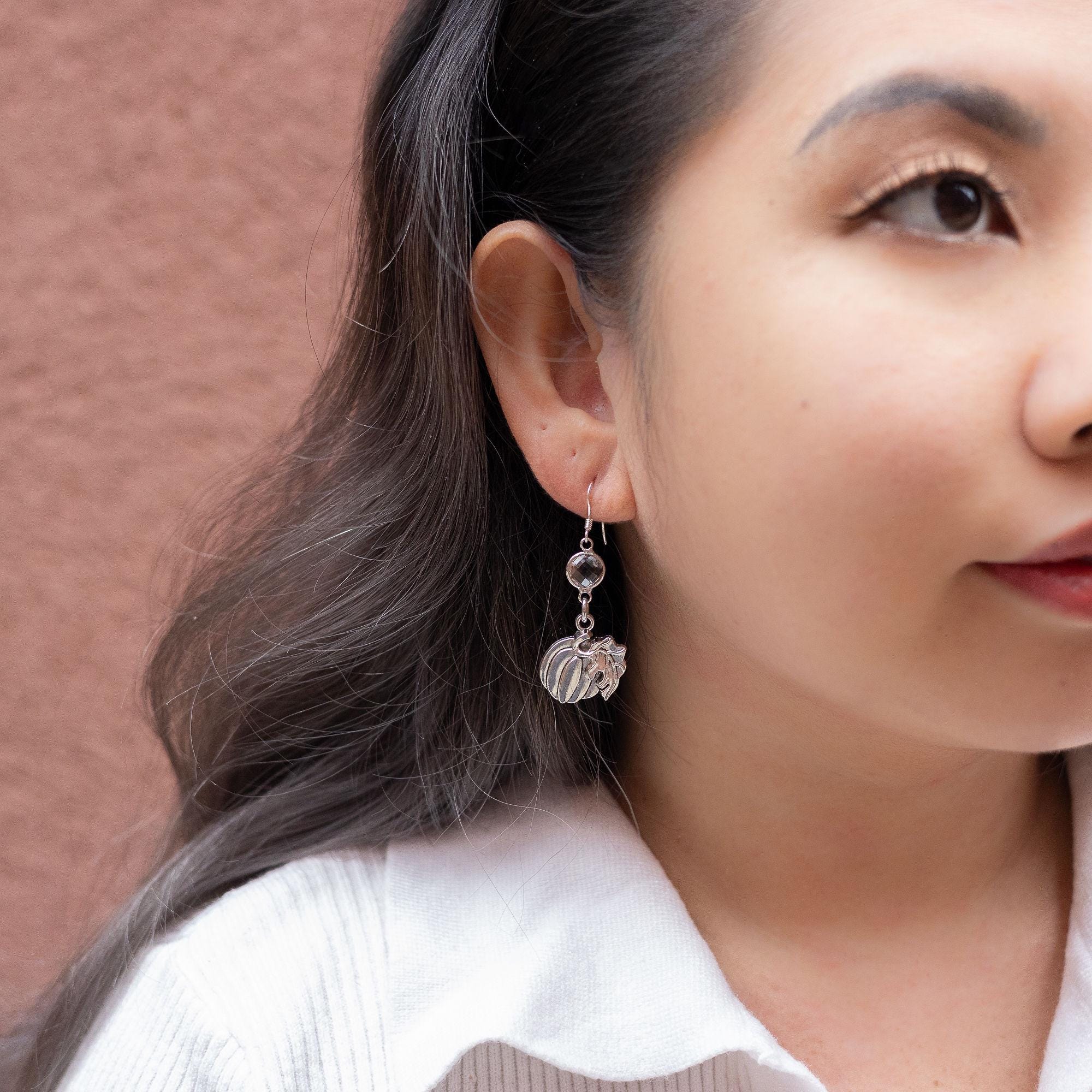 Pumpkin Earrings: Birthstone Charm, Autumn Jewellery