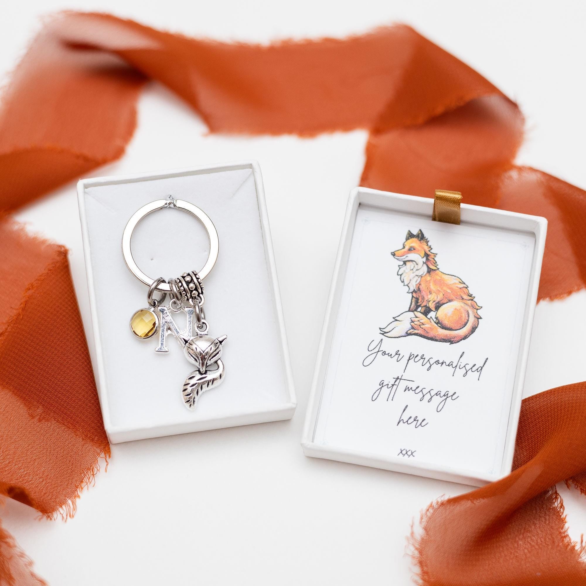 Fox keyring, personalised fox gifts,  vixen bag charm, custom fox theme present