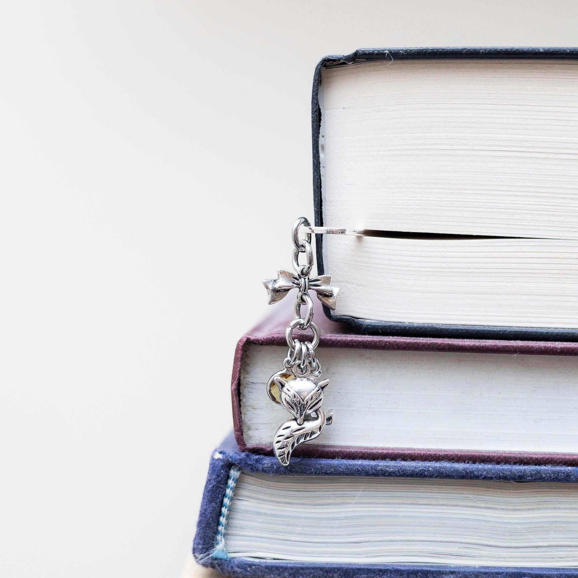 Fox bookmark, personalised gifts, birthstone initial, metal page marker, vixen gift, animal gift, woodland walks, Autumn decor, book lover