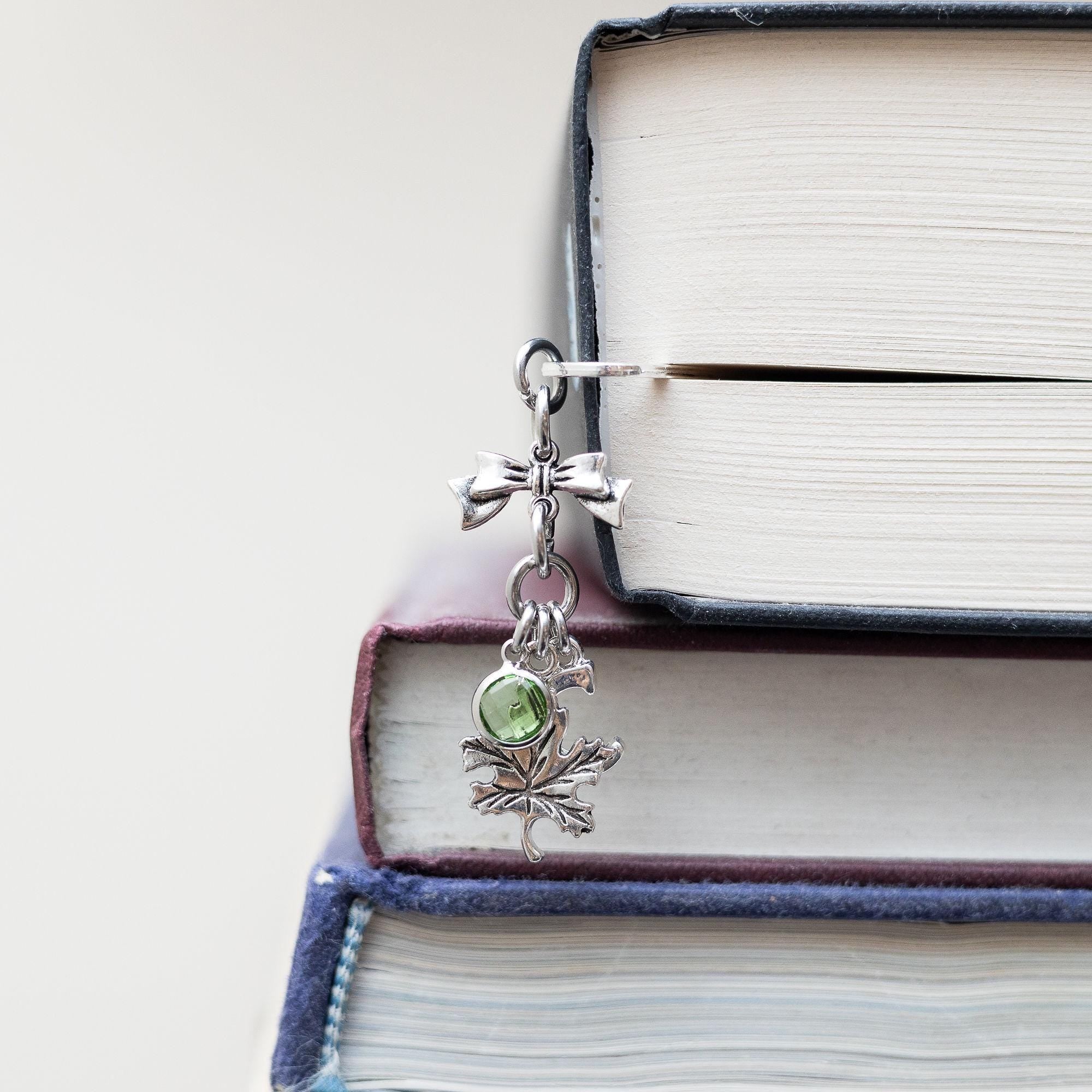 Maple leaf bookmark, personalised gifts, birthstone initial, metal page marker, Autumn leaves, woodland walks, Autumn decor, book lover