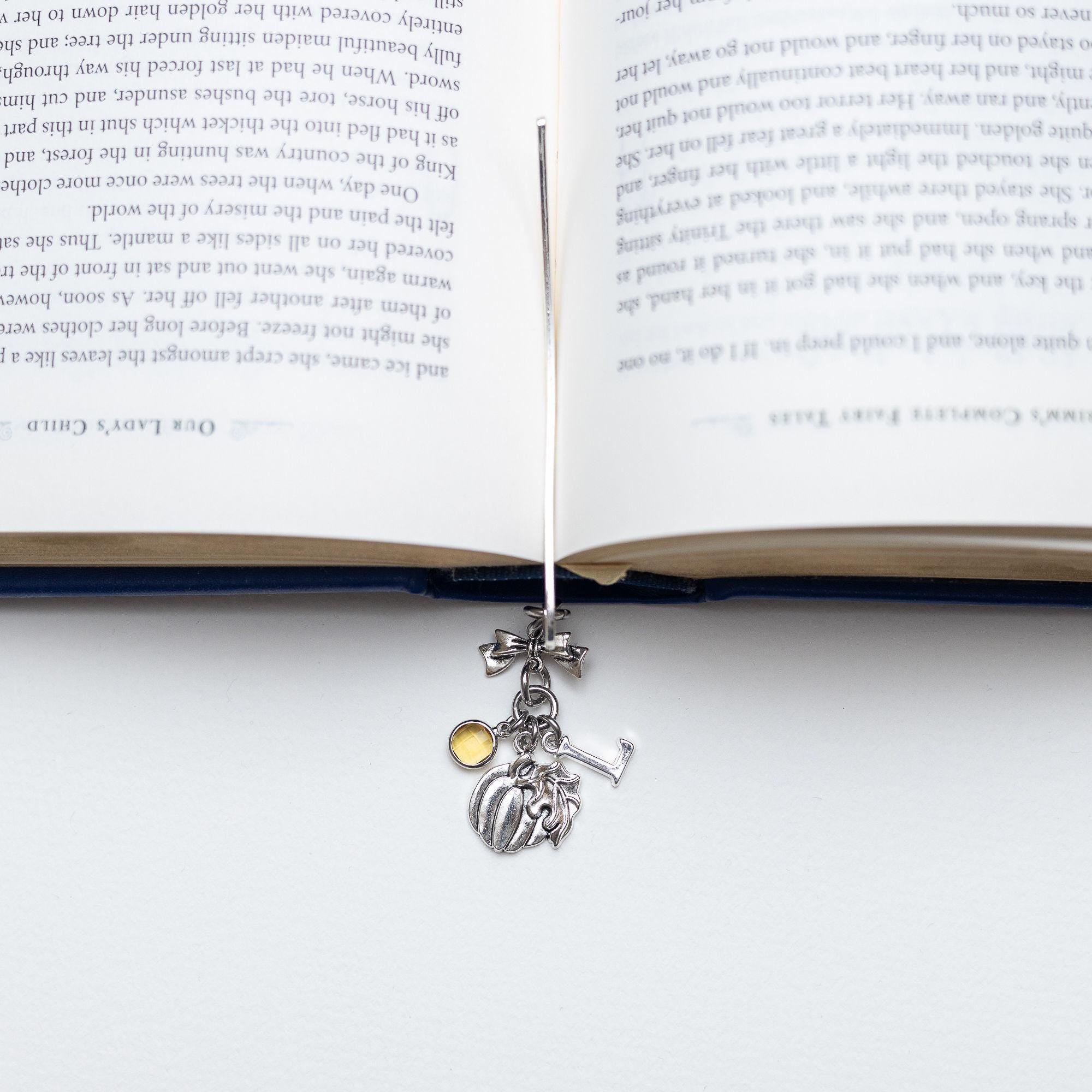 Pumpkin bookmark, personalised gifts, birthstone initial, metal page marker, October birthday, book lover, pumpkin picking, Autumn decor