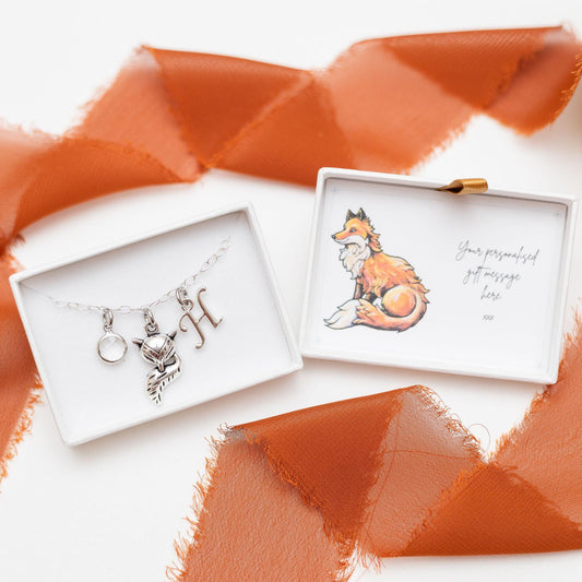 Fox bracelet, personalised gifts, acorn jewellery, oak tree gift, friendship keepsake, nature woodland gift, Autumn style