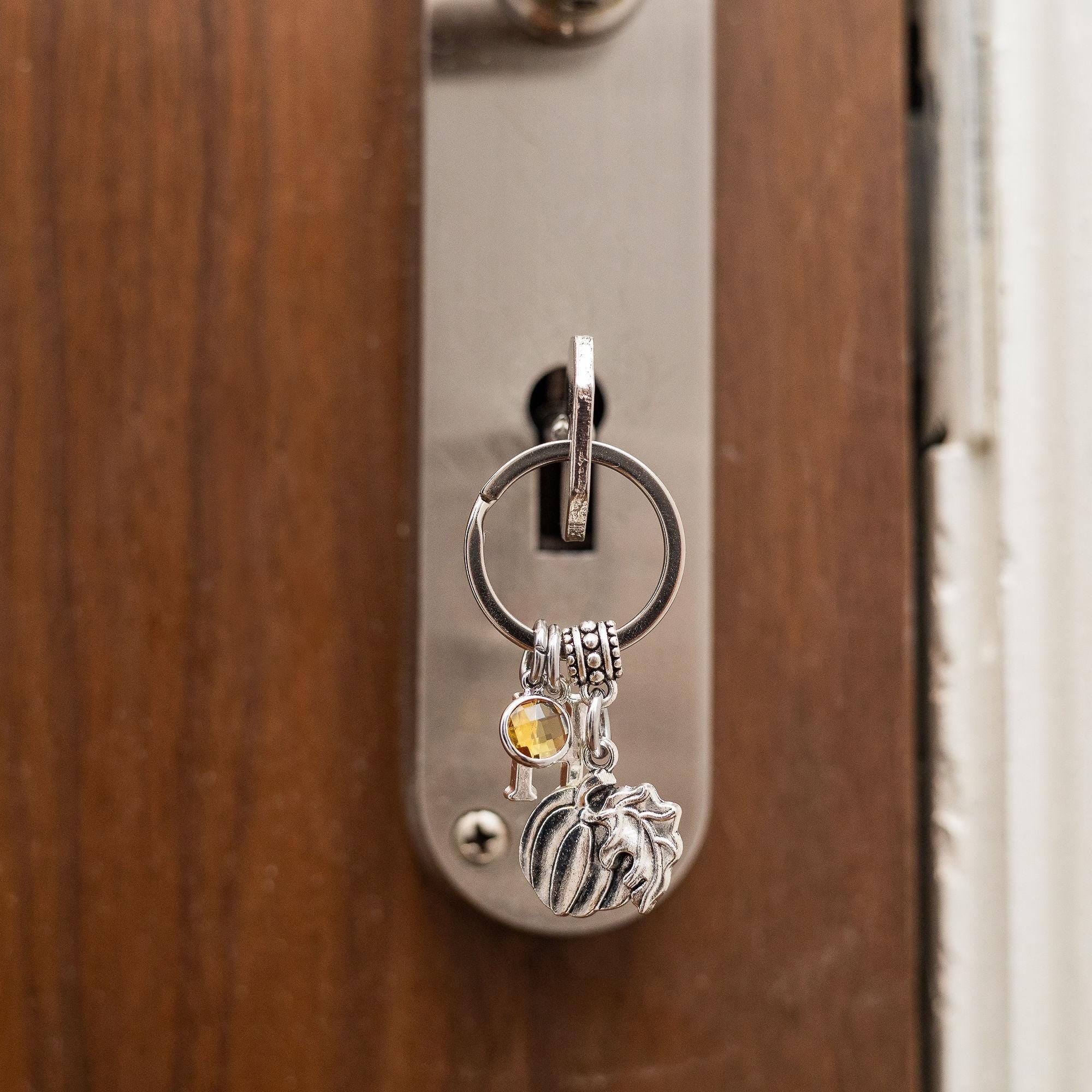 Pumpkin keyring, personalised gifts, birthstone, pumpkin patch gift, vegetable allotment gardener, Halloween 2025, PSL, Autumn bag charm