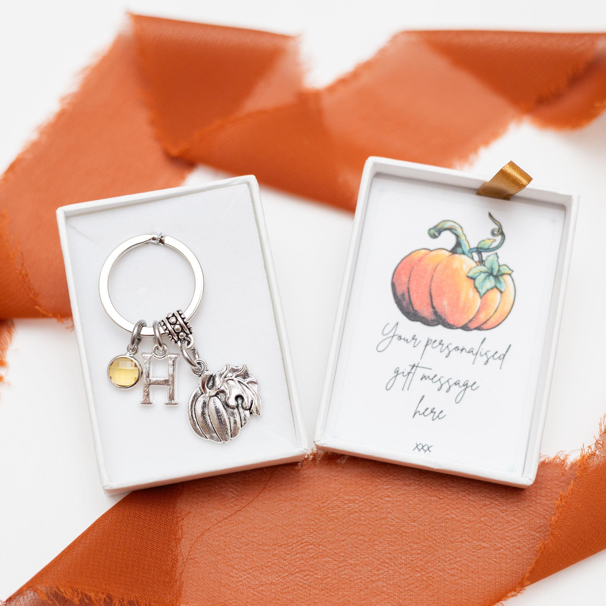 Pumpkin keyring, personalised gifts, birthstone, pumpkin patch gift, vegetable allotment gardener, Halloween 2025, PSL, Autumn bag charm