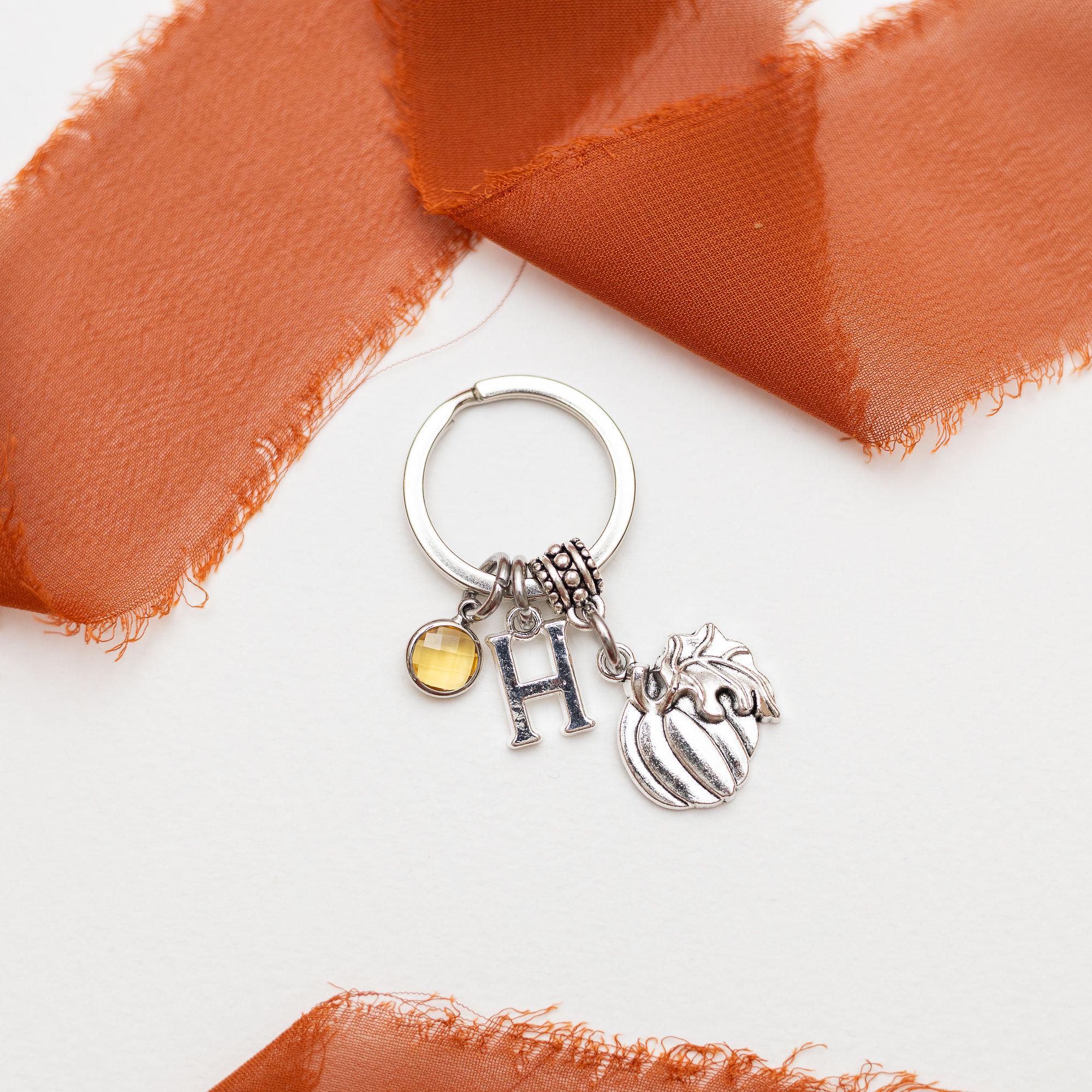 Pumpkin keyring, personalised gifts, birthstone, pumpkin patch gift, vegetable allotment gardener, Halloween 2025, PSL, Autumn bag charm