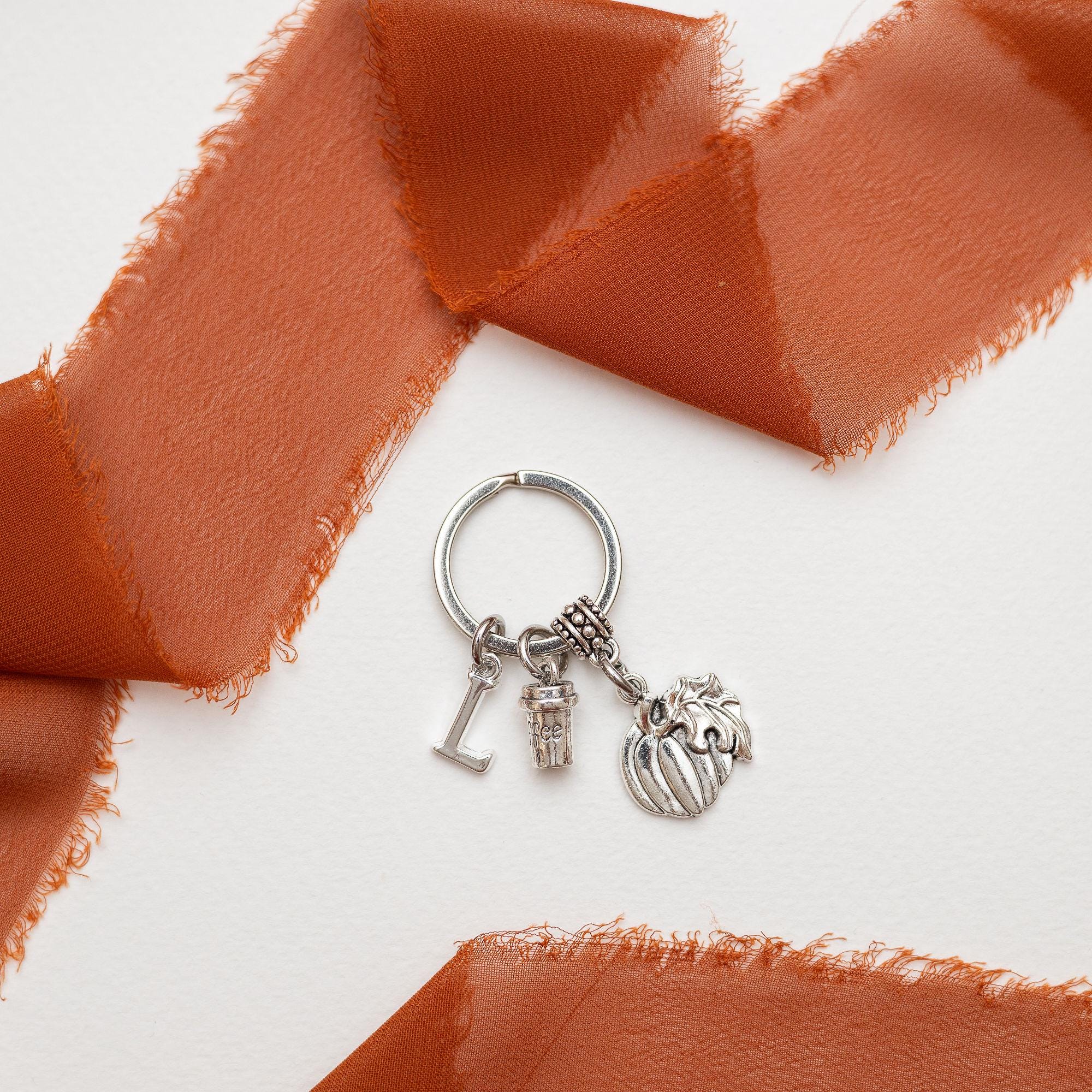 Pumpkin spice coffee keyring, personalised gifts, pumpkin spice latte, Autumn 2025, PSL, Autumnal bag charm, Halloween gift, boo bag filler