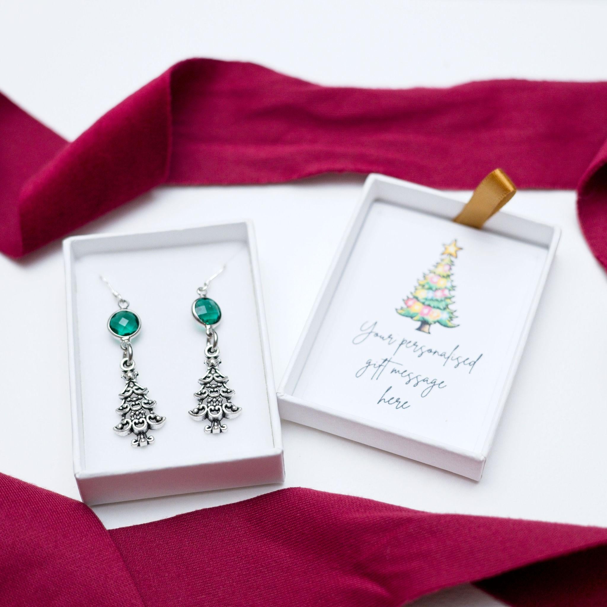 Christmas Tree Earrings: Festive Birthstone Jewellery