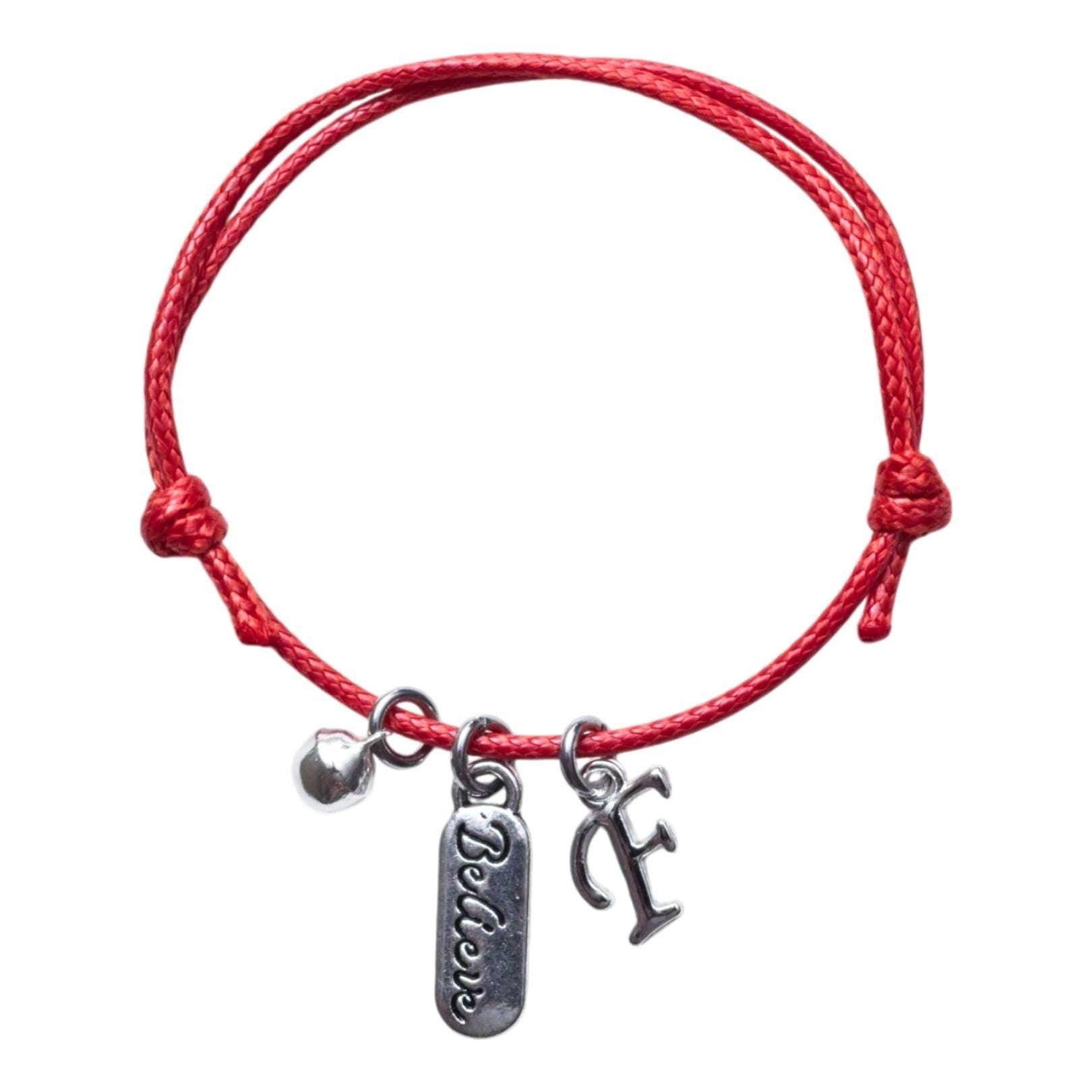 Personalised Jingle Bell Charm Bracelet: Adjustable Waxed Cord, Letter Charm