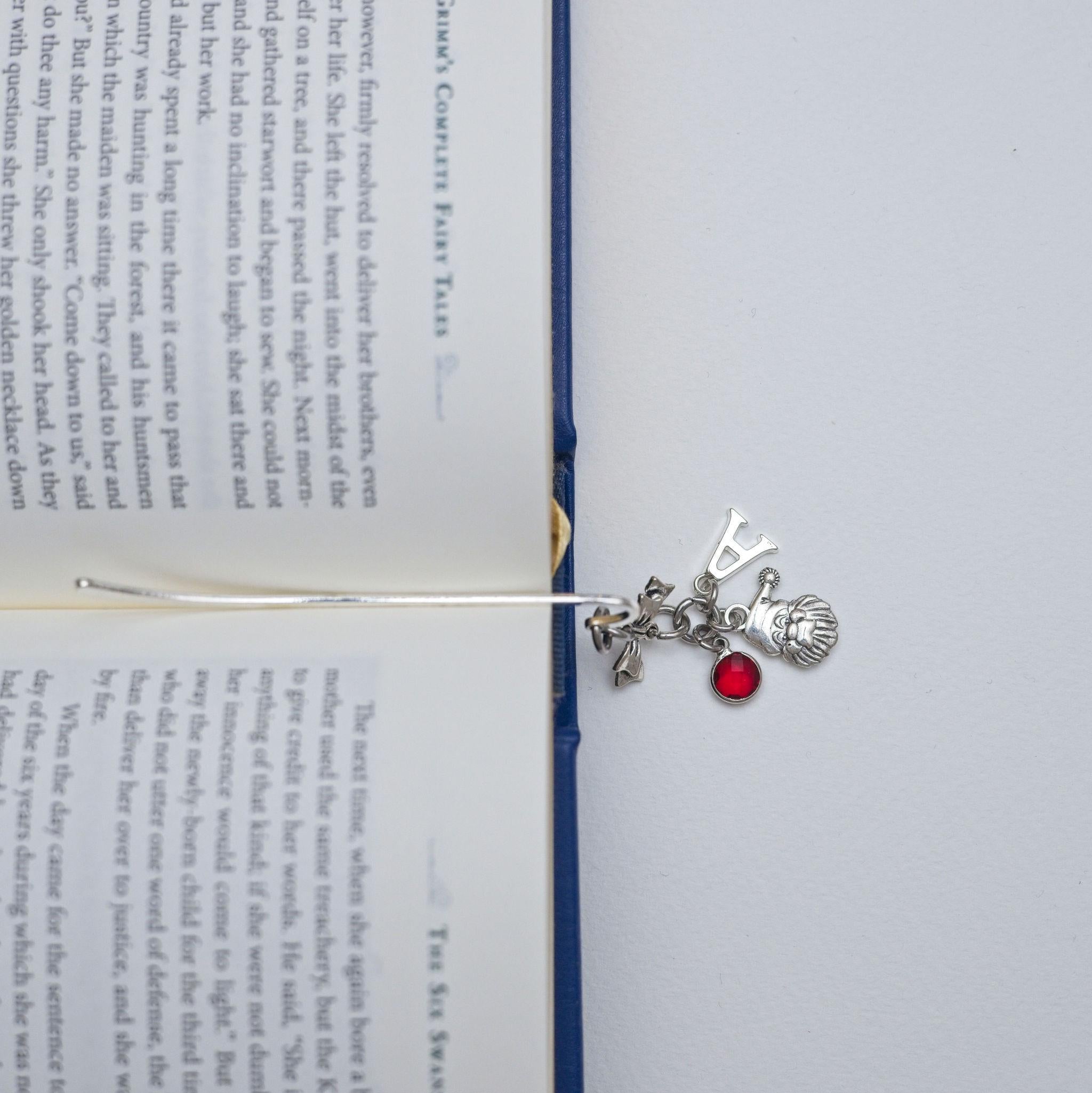 Santa Claus bookmark, gift for reader, Father Christmas gift, personalised gifts, birthstone and initial, metal page marker, festive charms