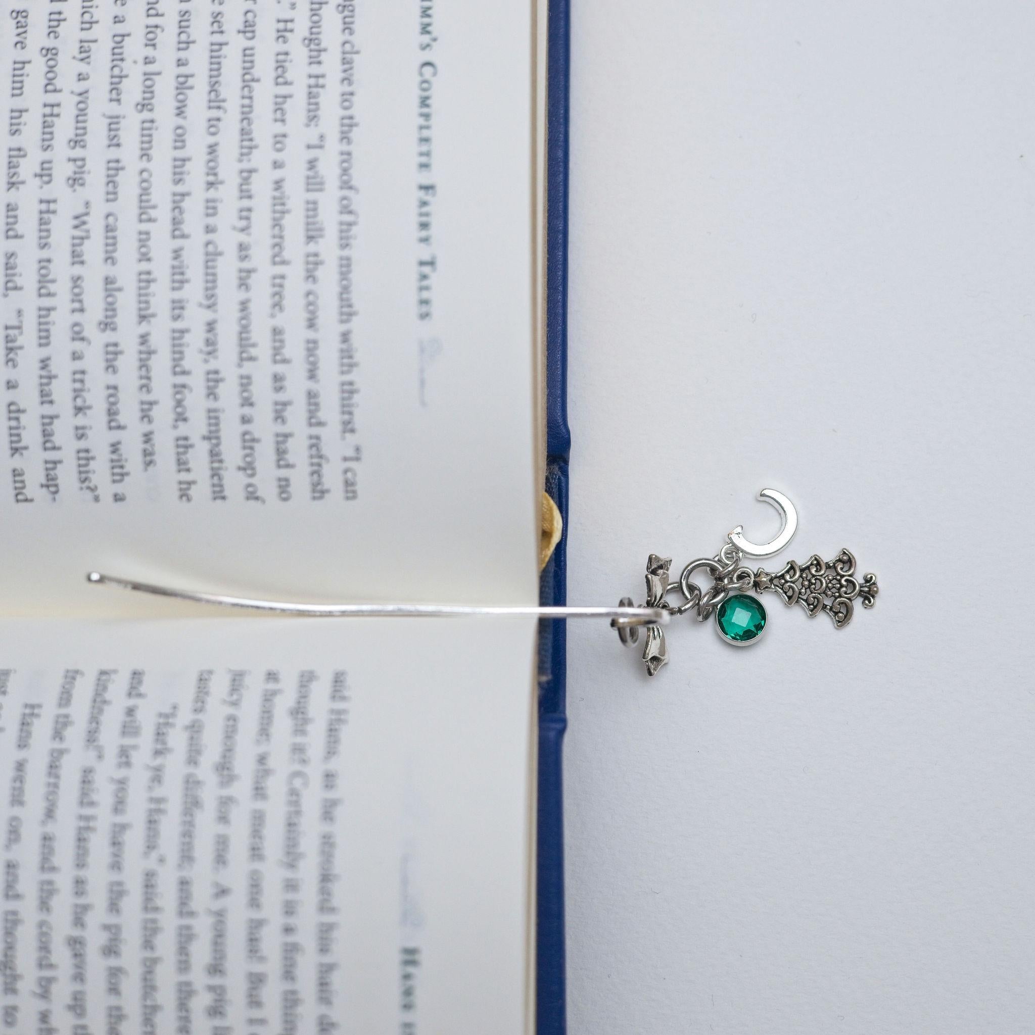 Christmas tree bookmark, gift for reader, Christmas gift, personalised gifts, birthstone initial, metal page marker, winter charms, eve box