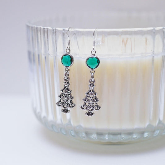 Christmas tree earrings, birthstone jewellery, personalised gifts, Christmas jewellery, December birthday, Christmas fan gift, secret Santa