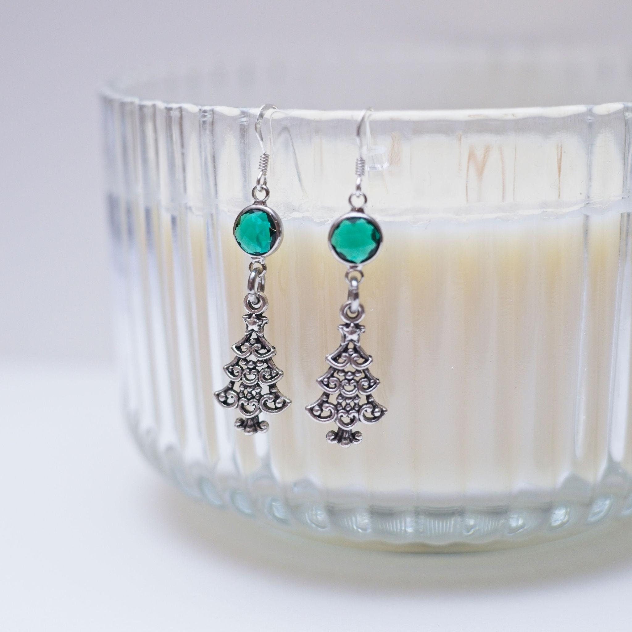 Christmas Tree Earrings: Festive Birthstone Jewellery