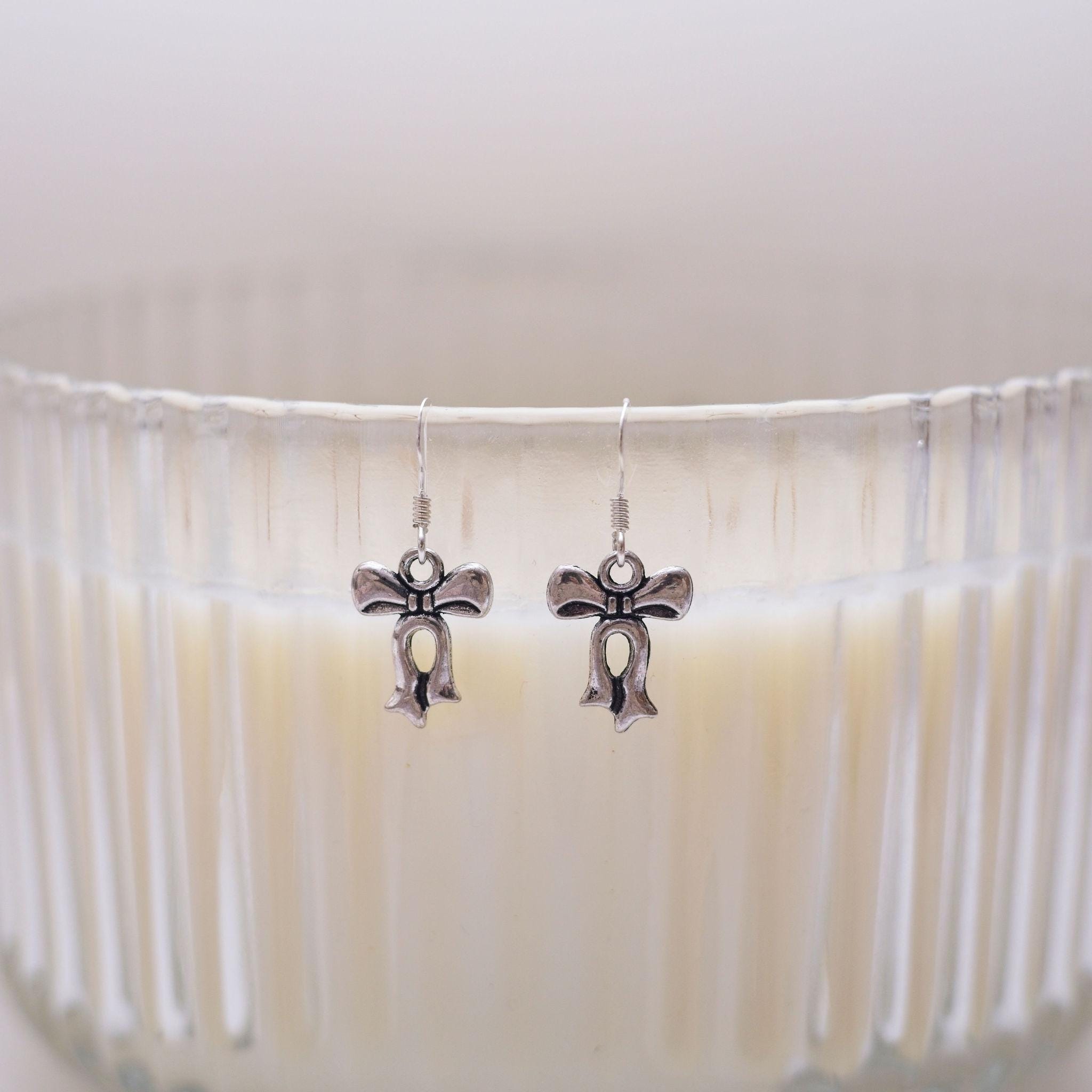 Bow earrings, bow jewellery, bow gifts, coquette jewellery, girly accessory, ribbon earrings, bow huggies, bow hoops