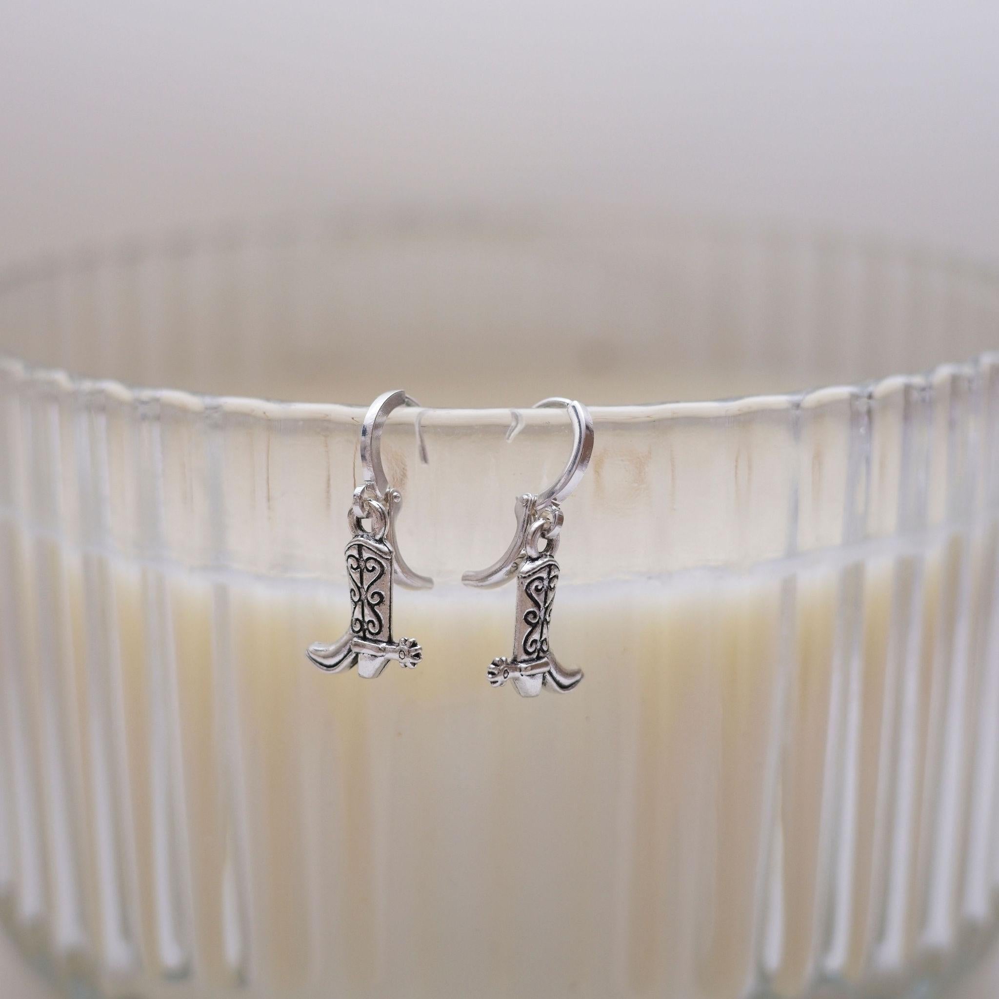 Cowgirl boot earrings, cowboy boot jewellery, wild west gifts, western jewellery, rodeo theme accessory,