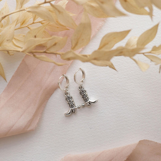Cowgirl boot earrings, cowboy boot jewellery, wild west gifts, western jewellery, rodeo theme accessory,