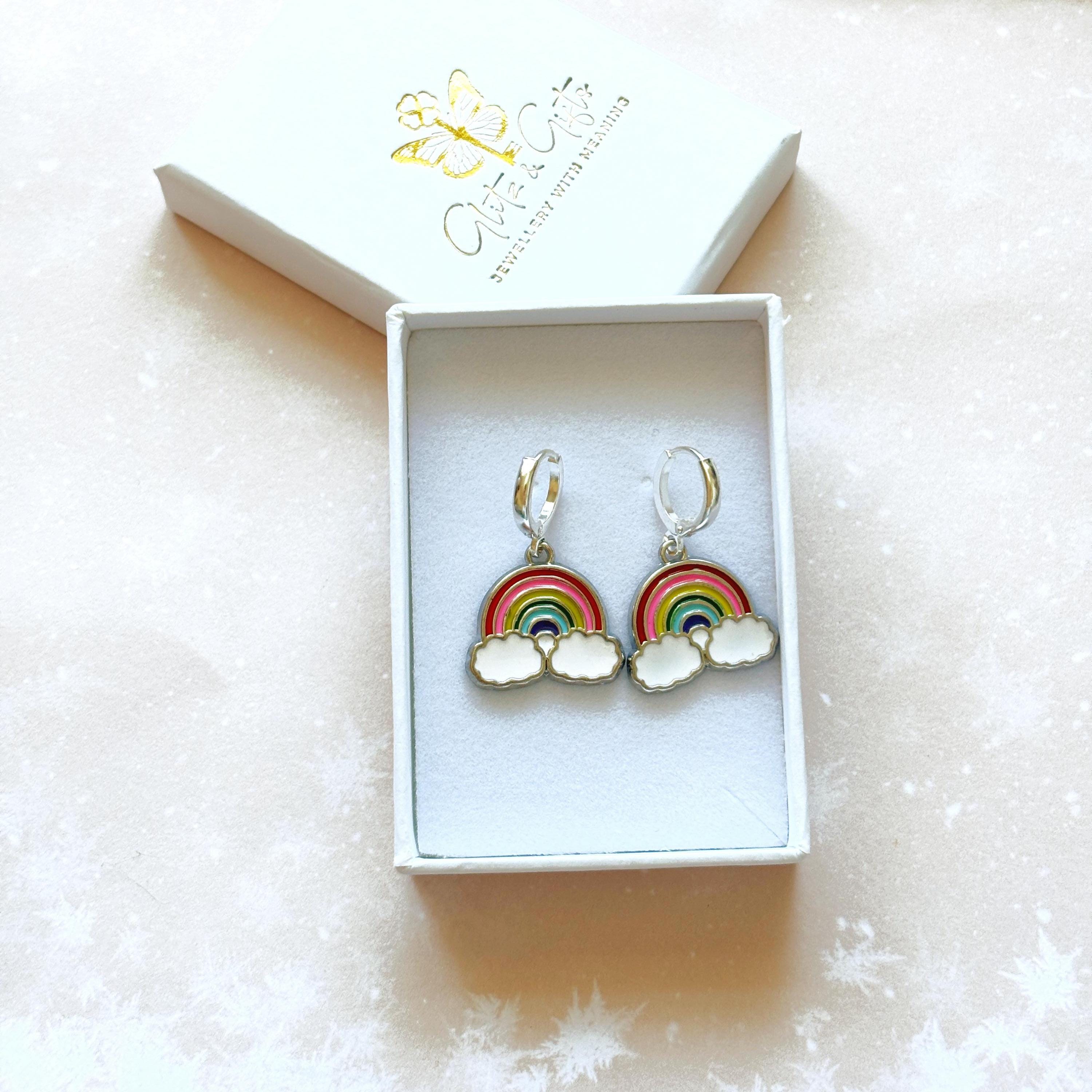Rainbow Charm Earrings: Sterling Silver Hooks, Colourful Pride Jewellery