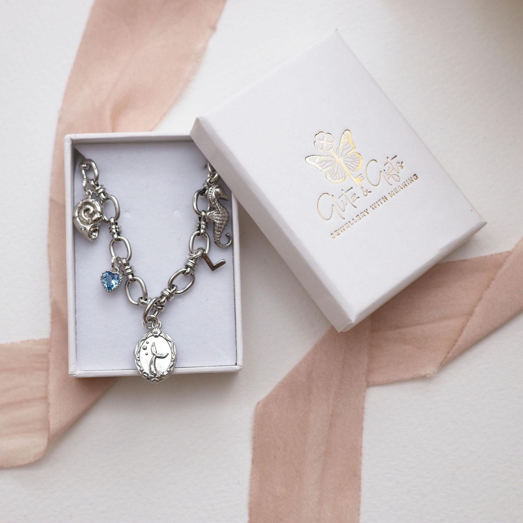 Personalised Mermaid Necklace: Ammonite, Birthstone & Letter Charms